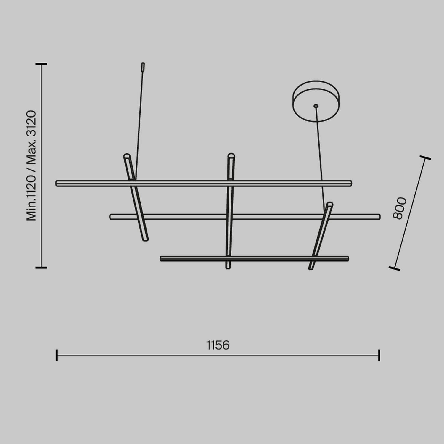 Suspension LED aluminium H : max. 312 cm en or SIRI