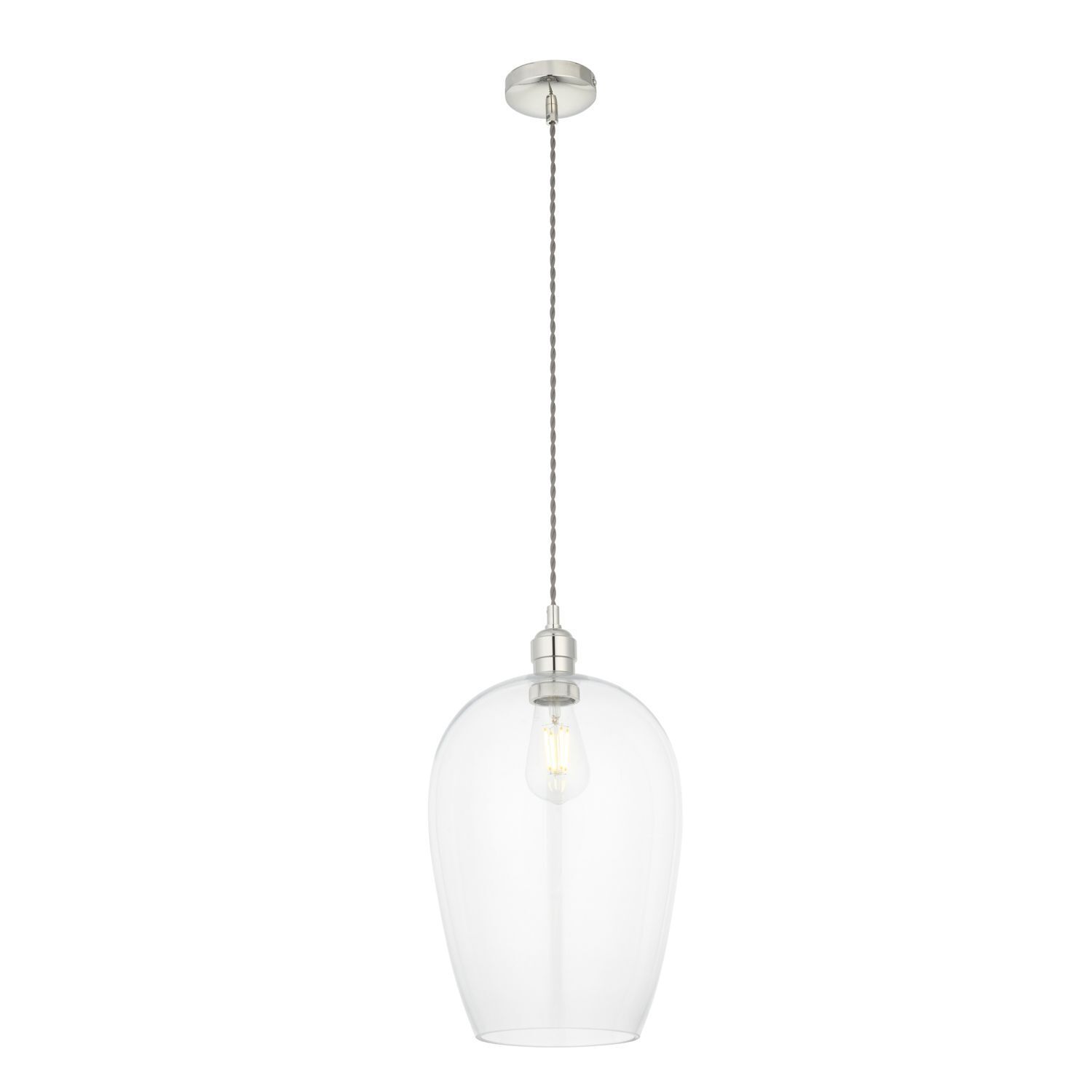 Lampe à suspendre verre métal D : 25 cm en nickel brillant E27