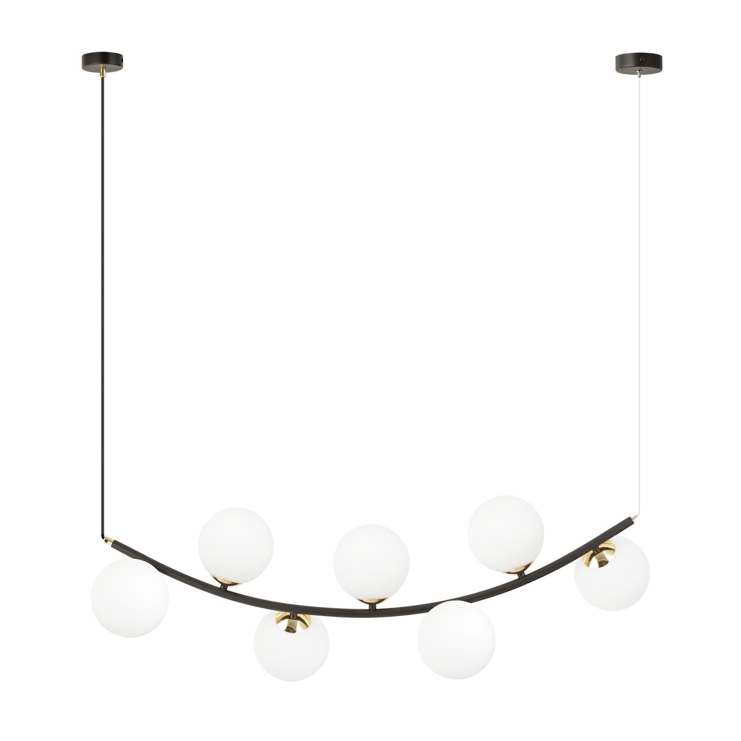 Suspension noir blanc or L : 95 cm 7x E14 métal verre Leuchter, Lampe