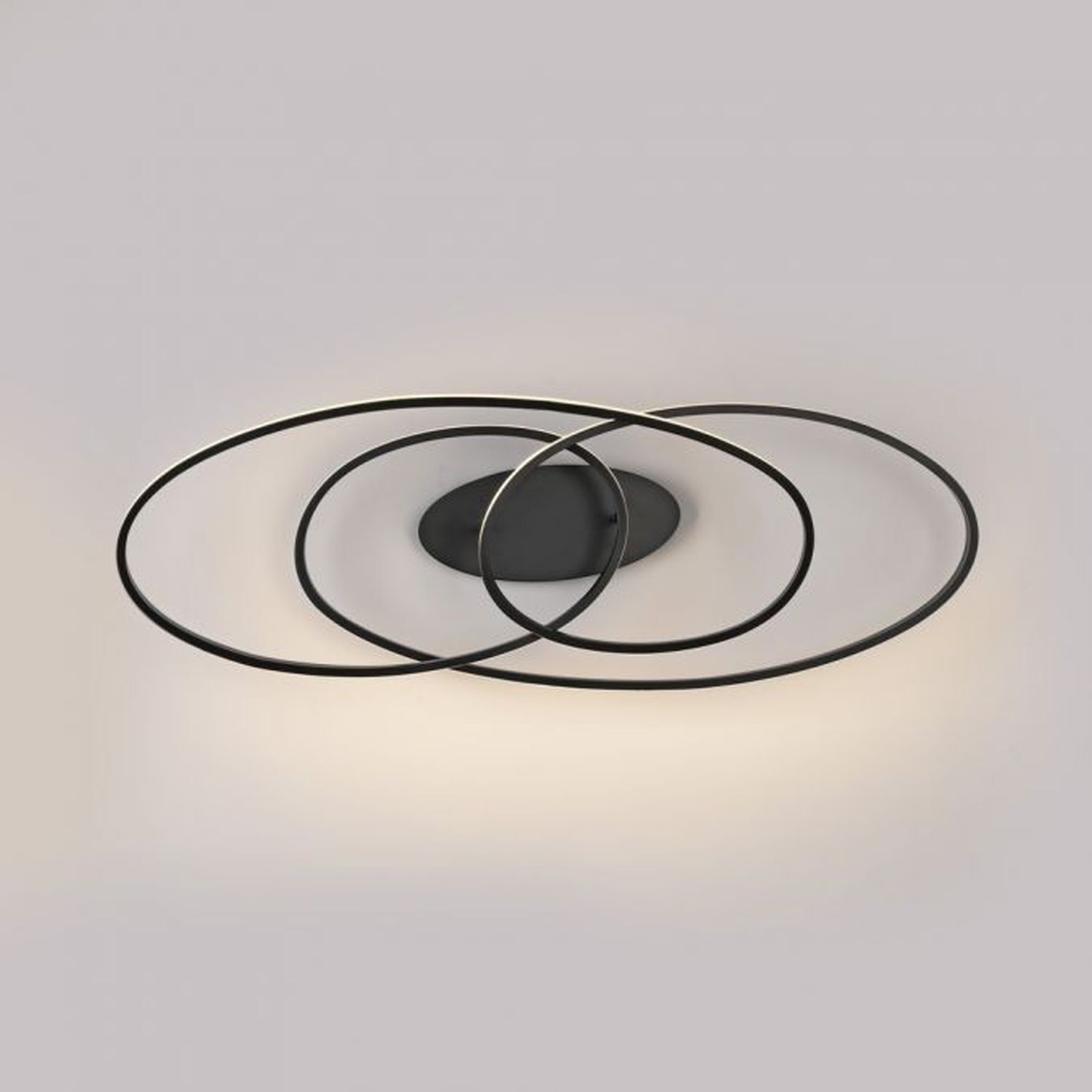 Plafonnier LED Métal Noir 3000 K anneaux décoratifs