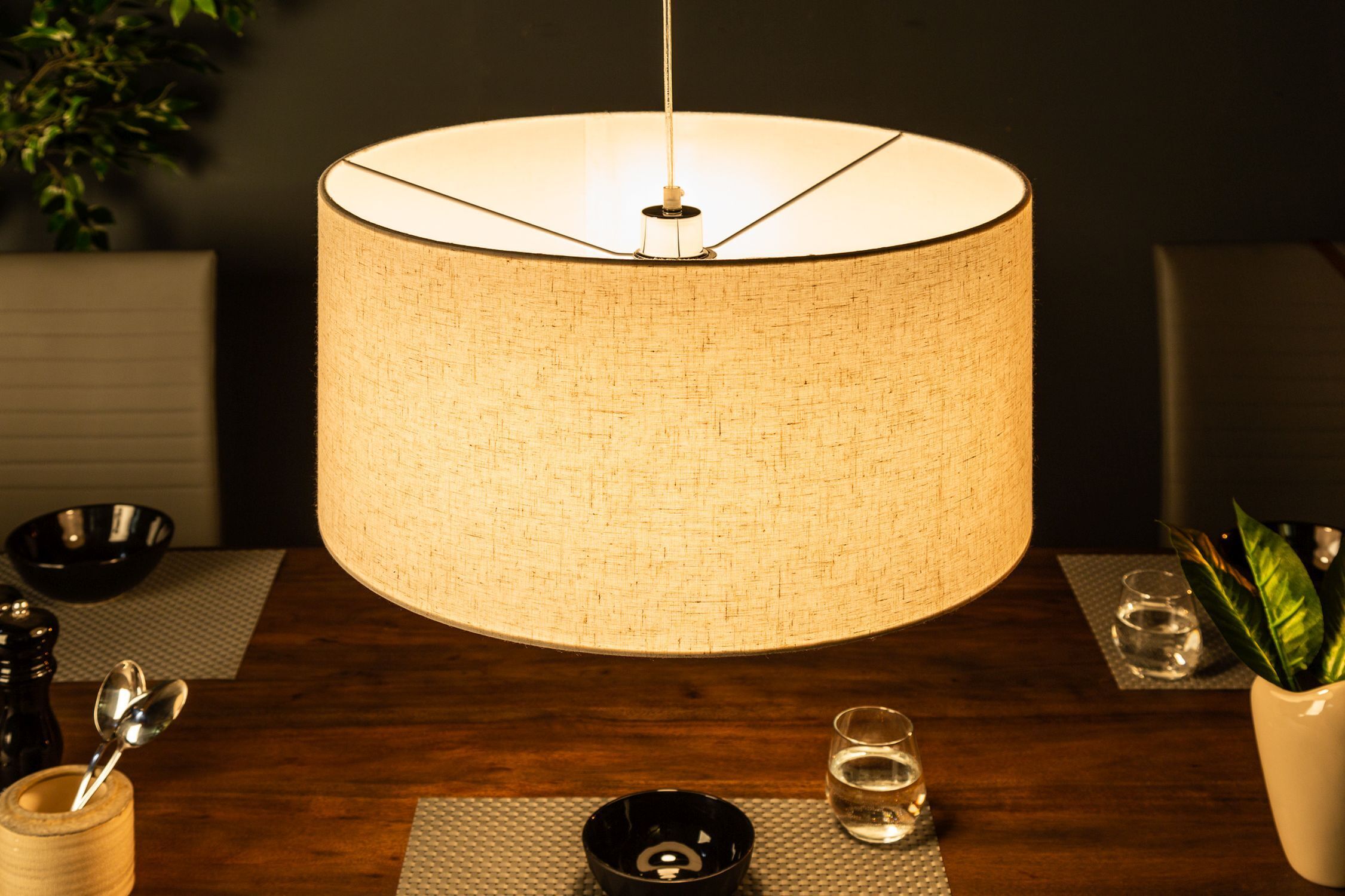 Suspension ronde tissu E27 Ø55 cm Moderne en naturel Suspension ronde tissu E27 Ø55 cm Moderne en naturel