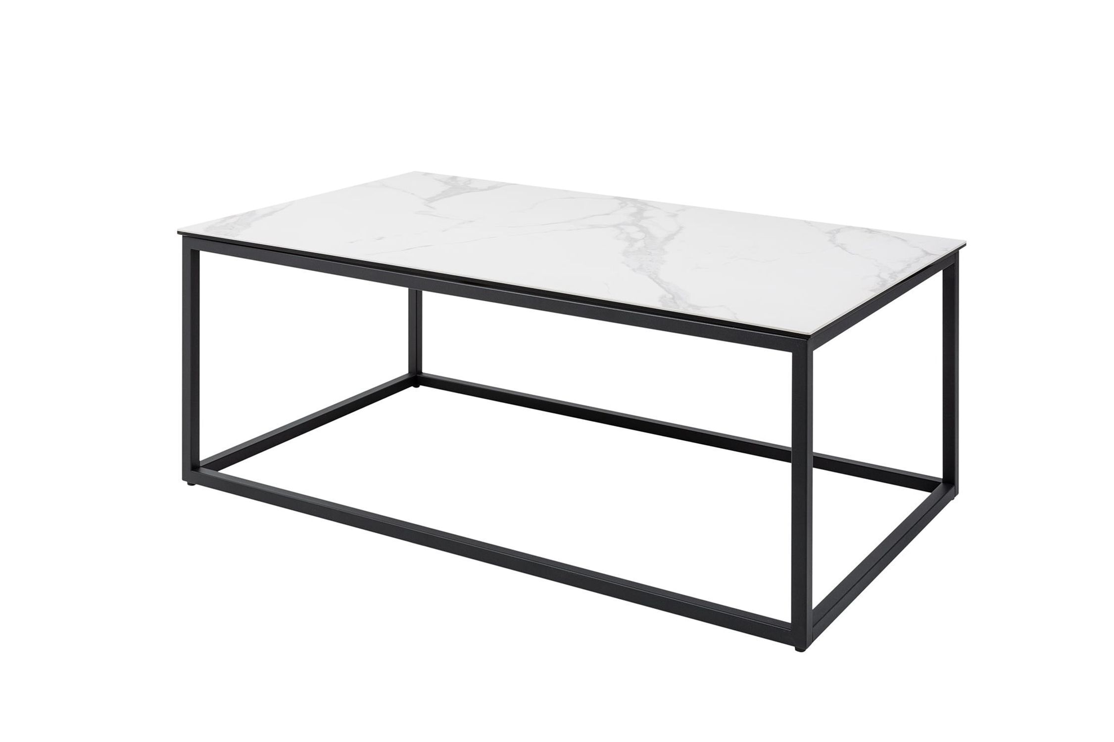 Table basse en céramique blanche aspect marbre noir 100x60 cm Table basse en céramique blanche aspect marbre noir 100x60 cm