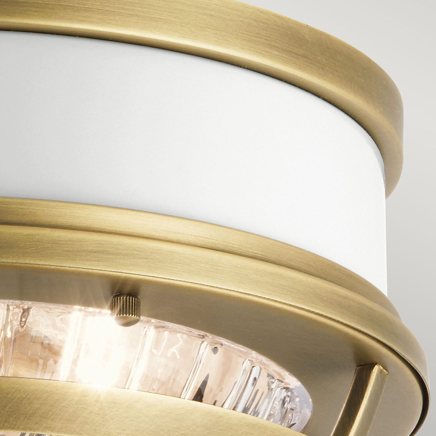 Plafonnier rond Ø 30,5 cm métal verre strié 2x E27