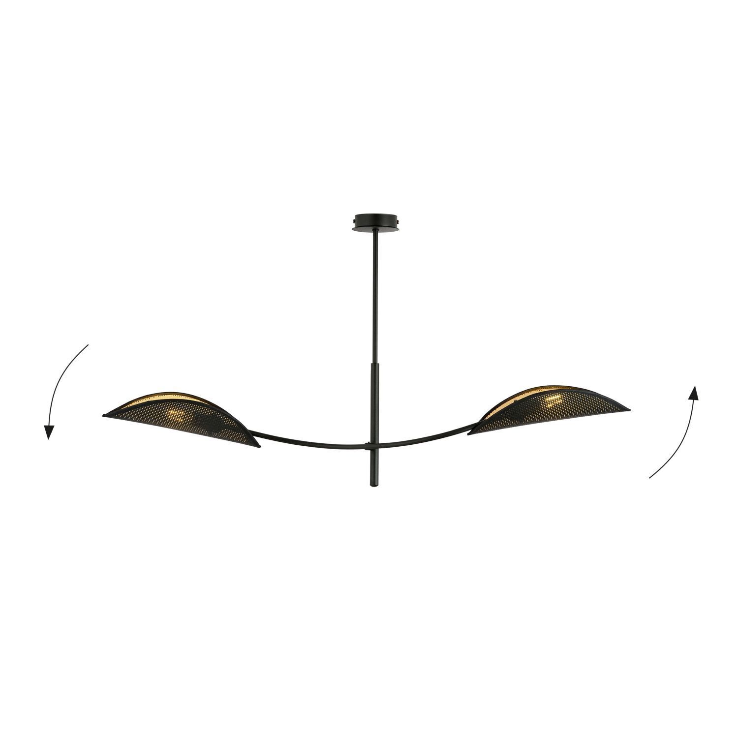 Plafonnier tissu métal 103 cm de long pivotant en noir or Gerät, Deckenventilator, Elektrisches Gerät