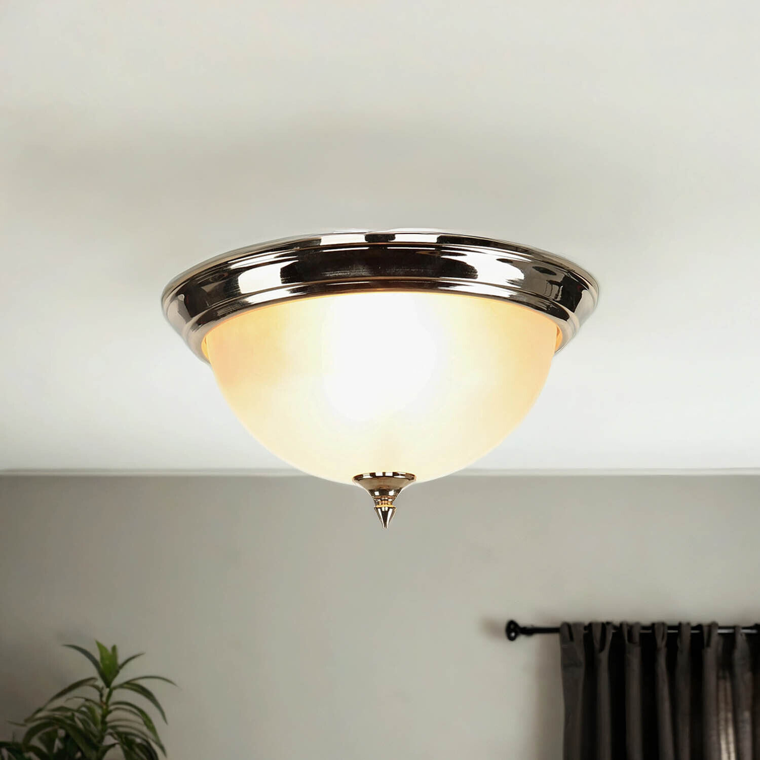 Plafonnier Antique en laiton Crème Salon