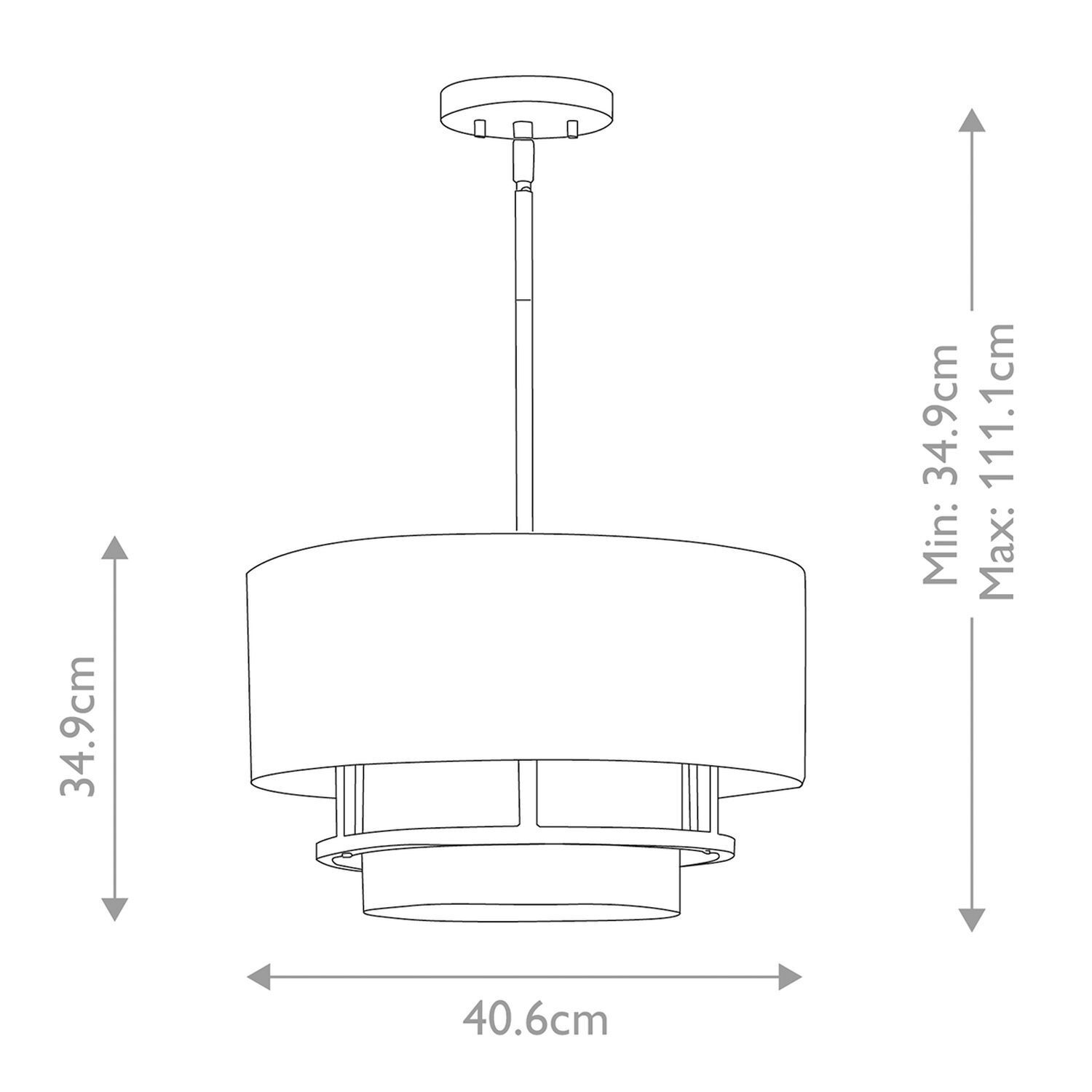Plafonnier rond D : 40,6 cm E14 Moderne Métal Tissu