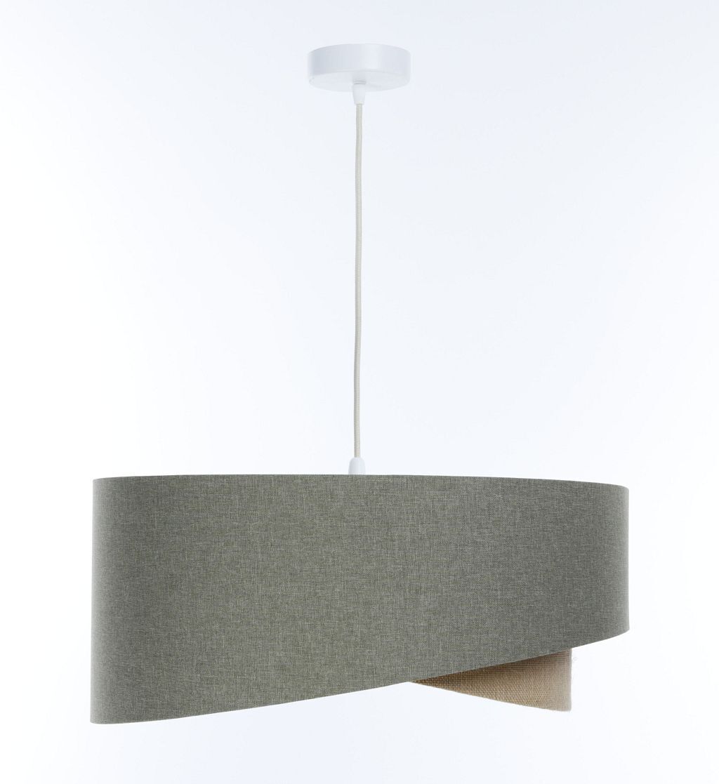 Suspension Tissu Vert Beige E27 ronde Ø 60 cm Moderne