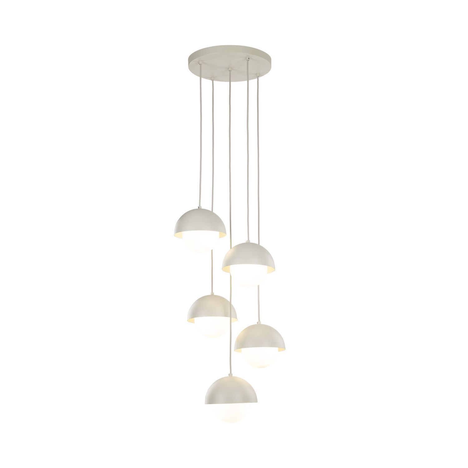 Lampe à suspendre métal verre G9 H : max. 1,4 m Beige Blanc 5 flammes