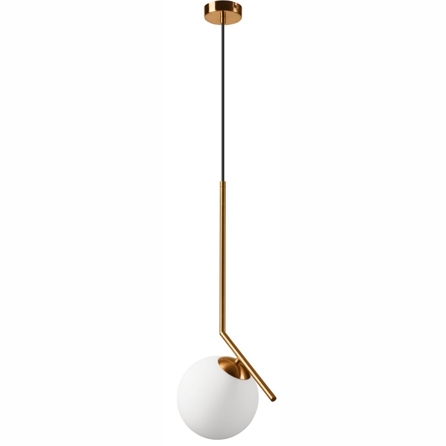 Suspension boule de verre métal en laiton blanc Ø30 cm