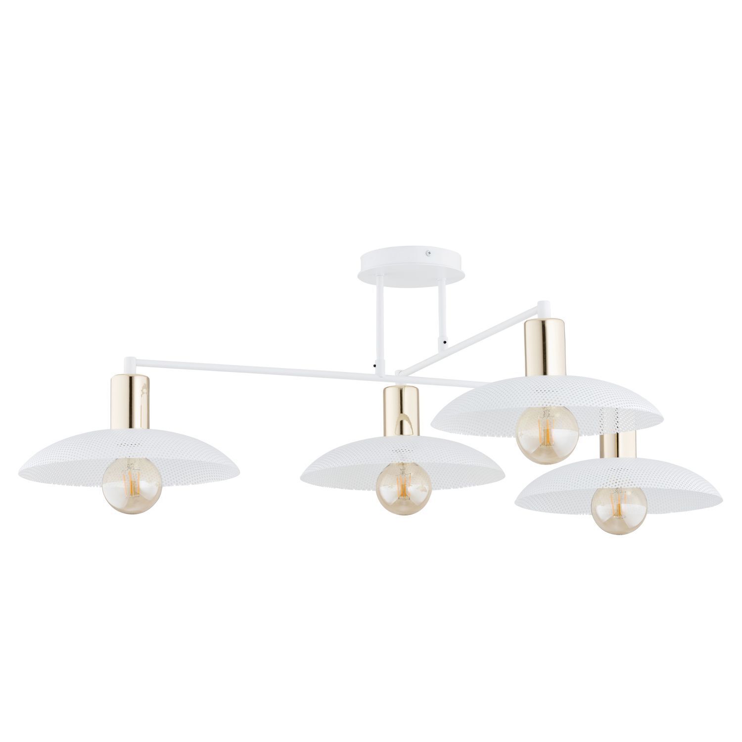Lampe de plafond blanc or 100 cm de long E27 4-flamme métal