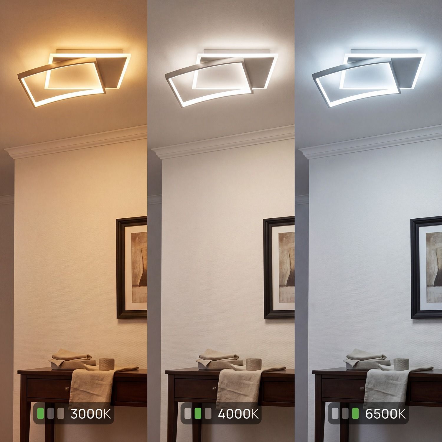 Plafonnier LED Blanc Argent 40 W 4800 lm L:42 cm deckenleuchte, wandlampe, geometrisch, LED, rahmenlampen