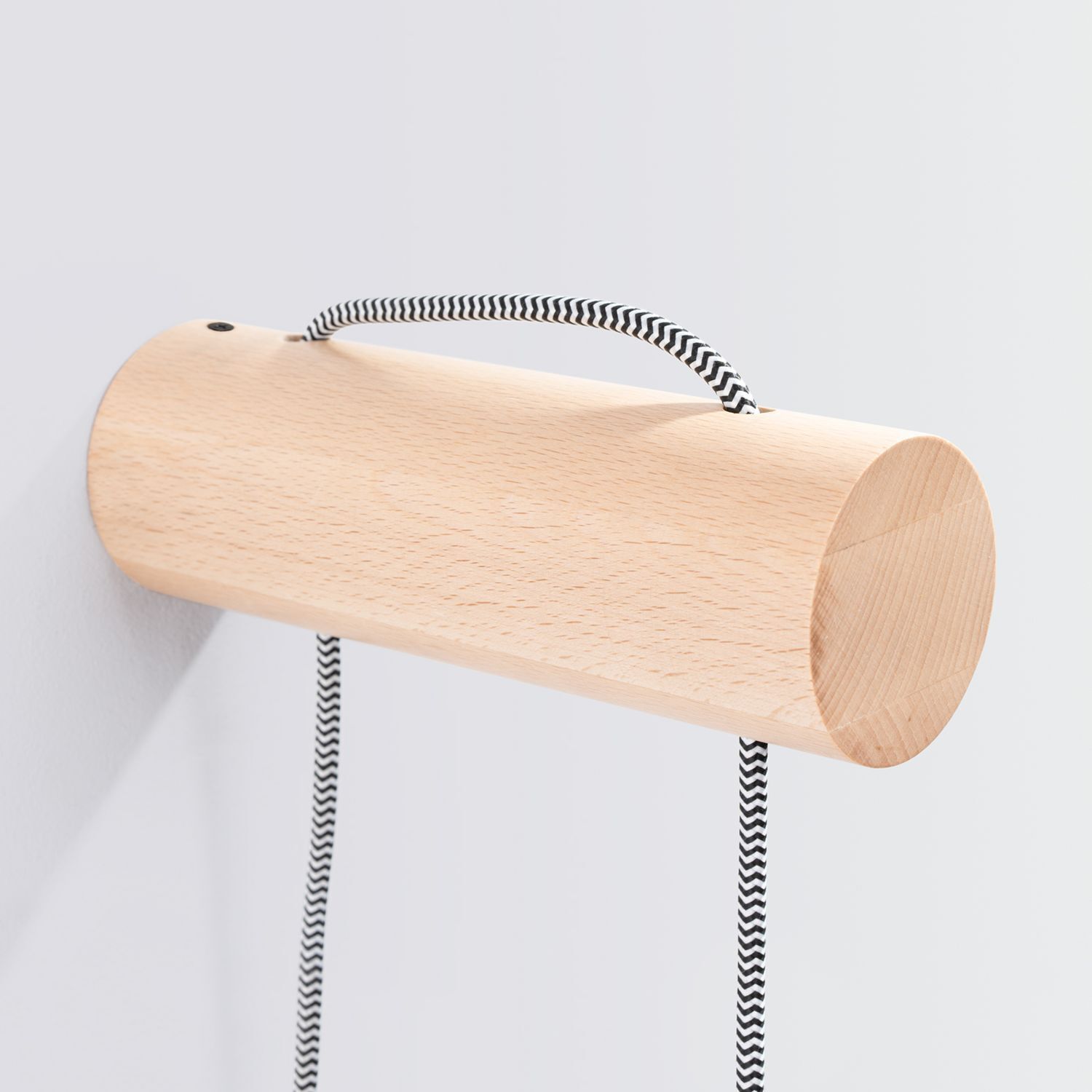 Wandleuchte Holz Glas Stecker Kabel Schalter G9 T:25 cm Holzrohr, Wandlampe, Kordel, Holzoberfläche, minimalistisches Dekor