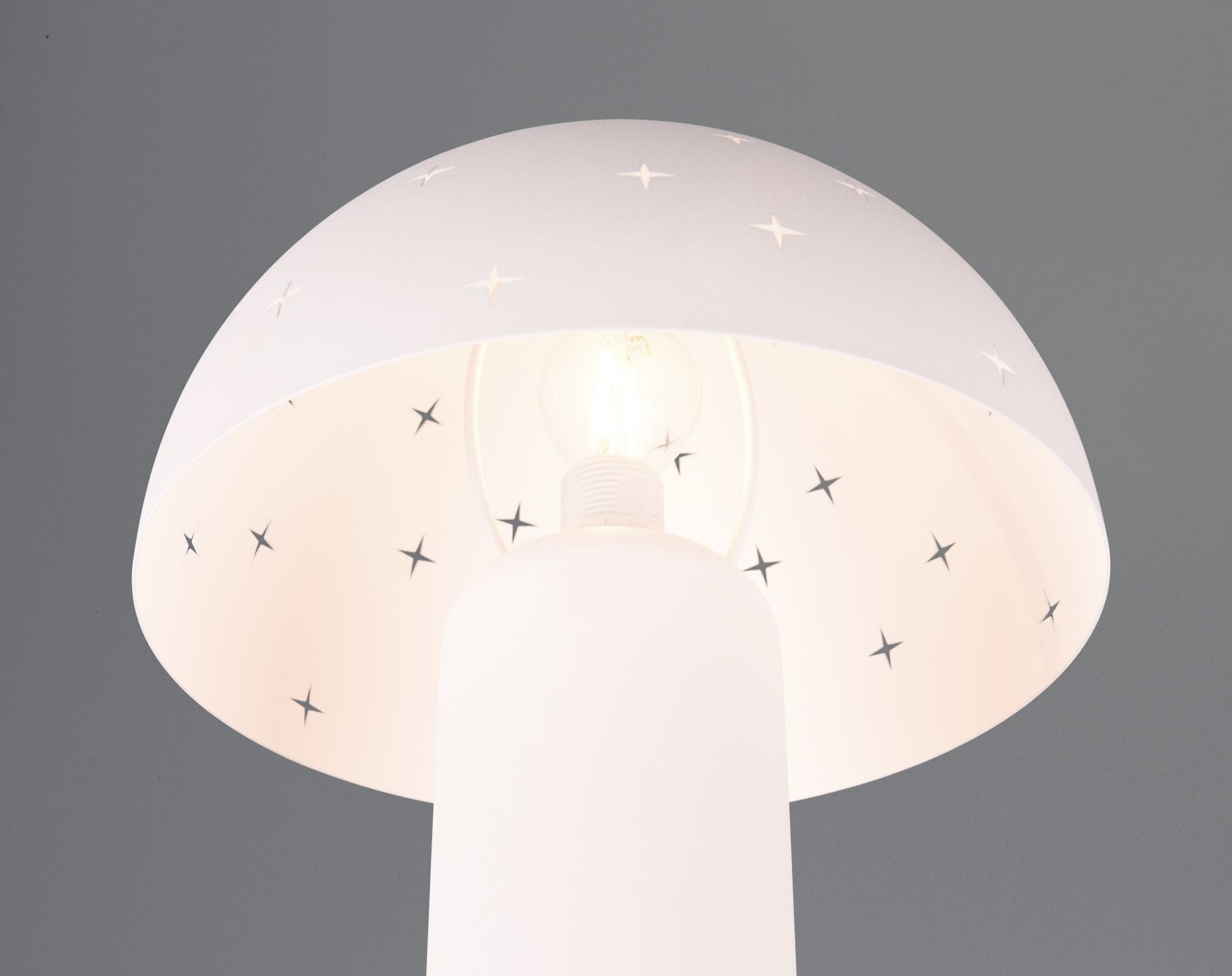 Stylische Tischleuchte Weiß Metall E14 32,5 cm Sterne Lampe, Lampenschirm, Teller