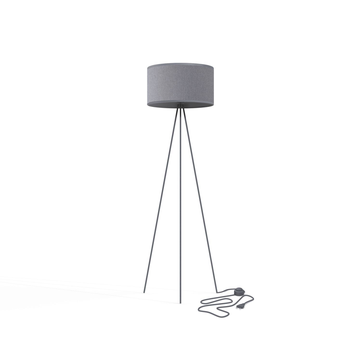 Lampadaire tripode 156 cm E27 Gris Noir