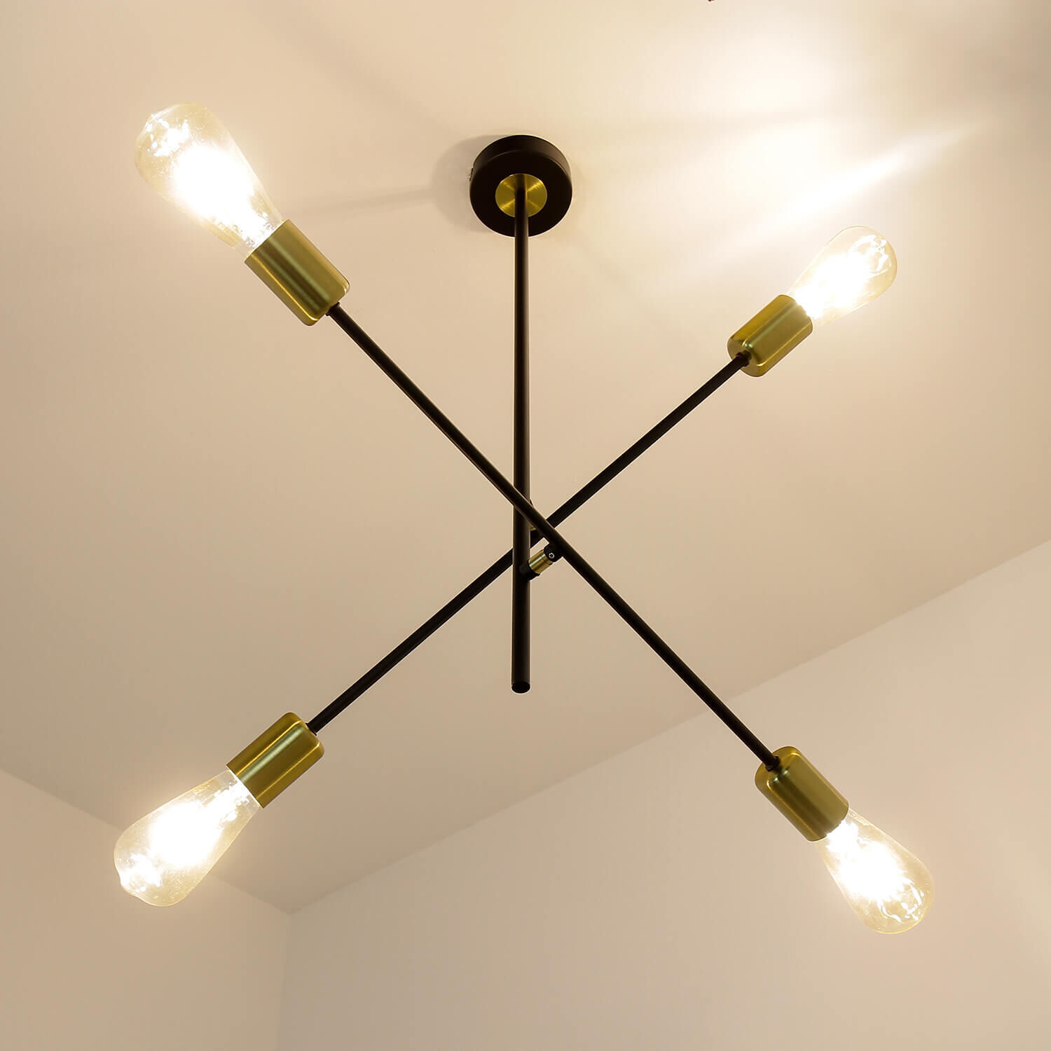 Plafonnier ajustable Retro 4x E27 métal noir Leuchter, Lampe, Deckenleuchte
