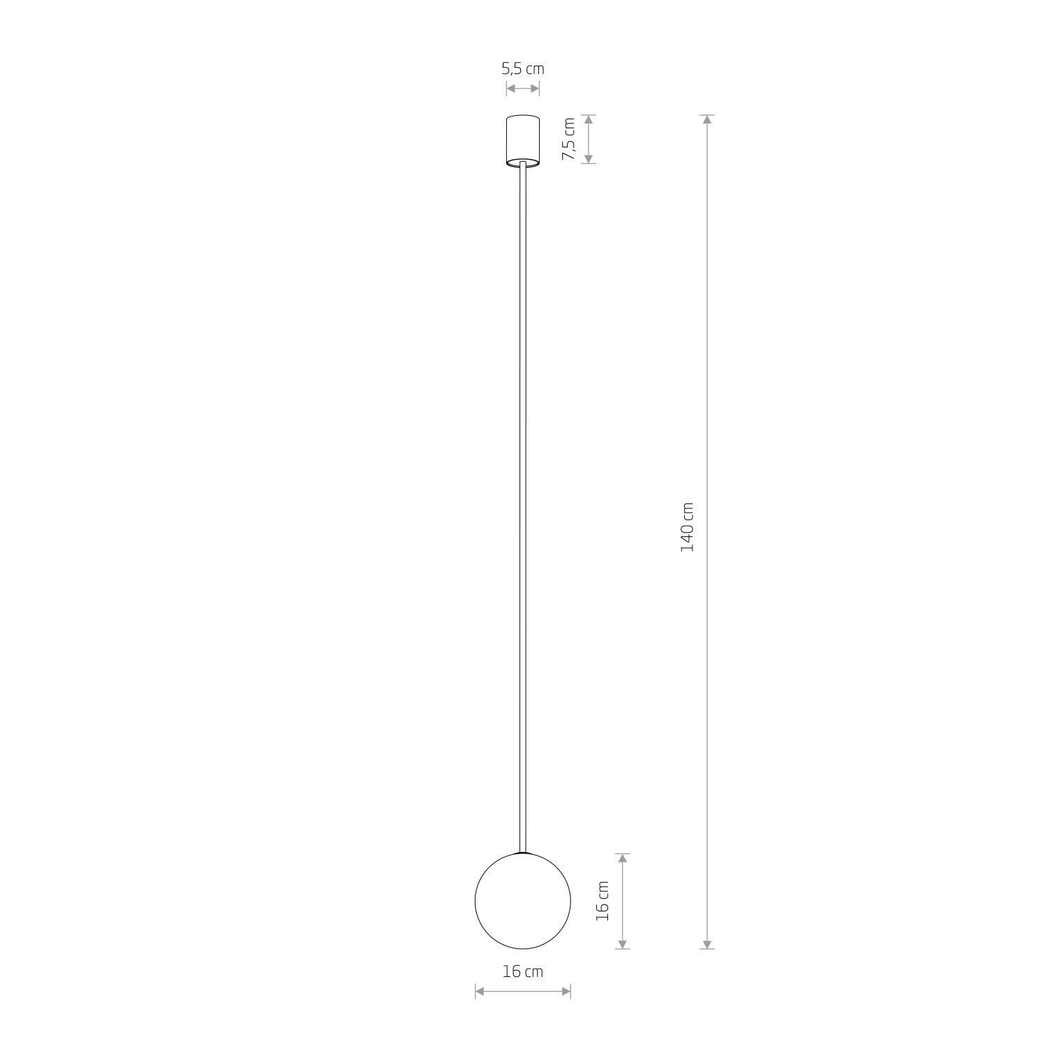 Suspension en verre Boule G9 Ø 16 cm Noir Blanc