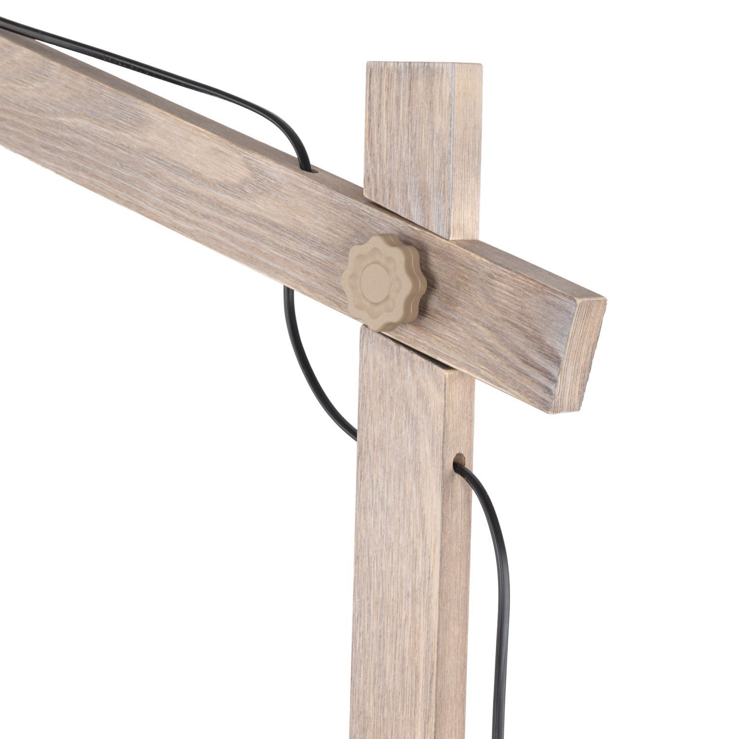 Holzständer, Lampenarm, Kabel, Schraubknopf, Holz-Dekostativ