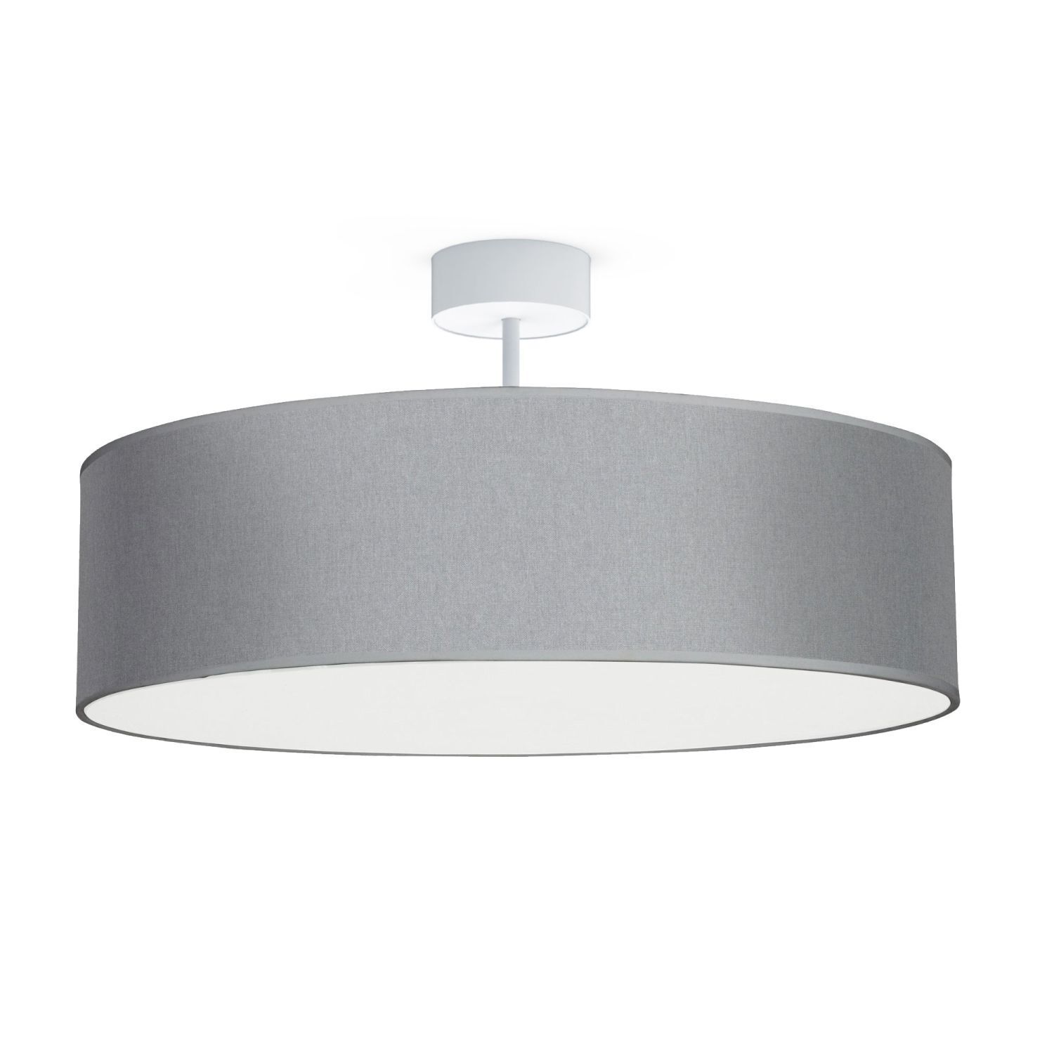Plafonnier Tissu Ø 50 cm rond pour 3x E27 Gris Moderne