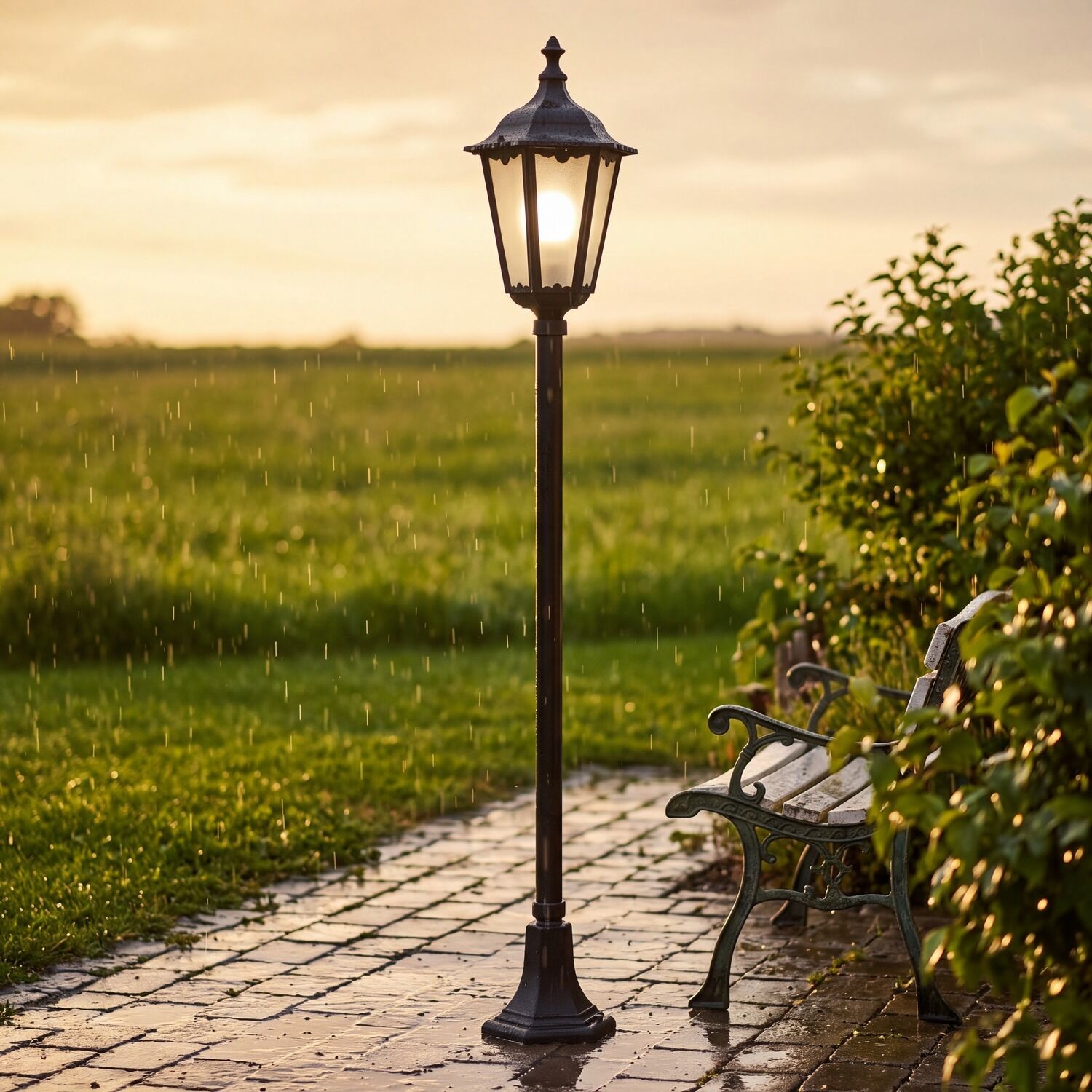 Lampe d'allée rustique noire 164cm IP43 E27