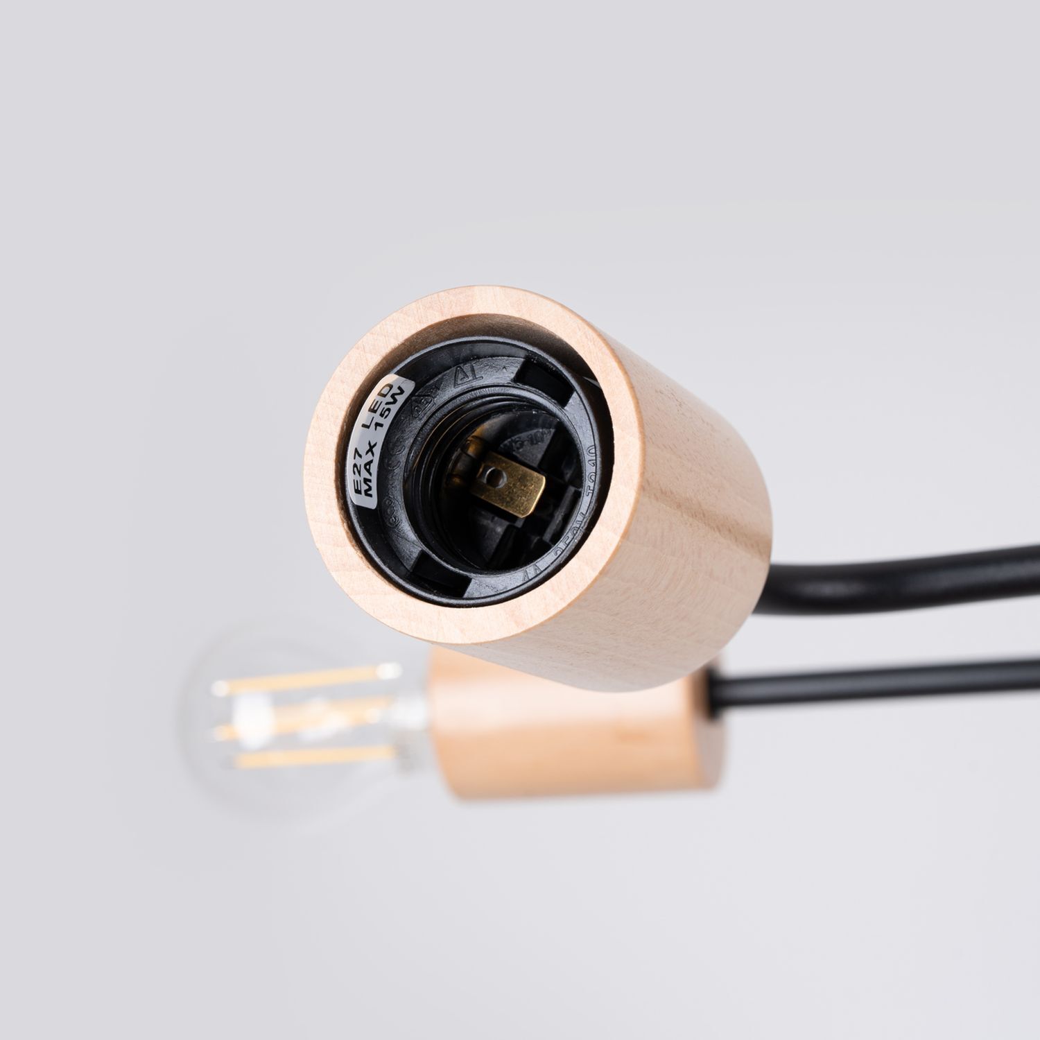 Lampe, Nachtischlampen-Arm, Holz, Birne, Kabellampe