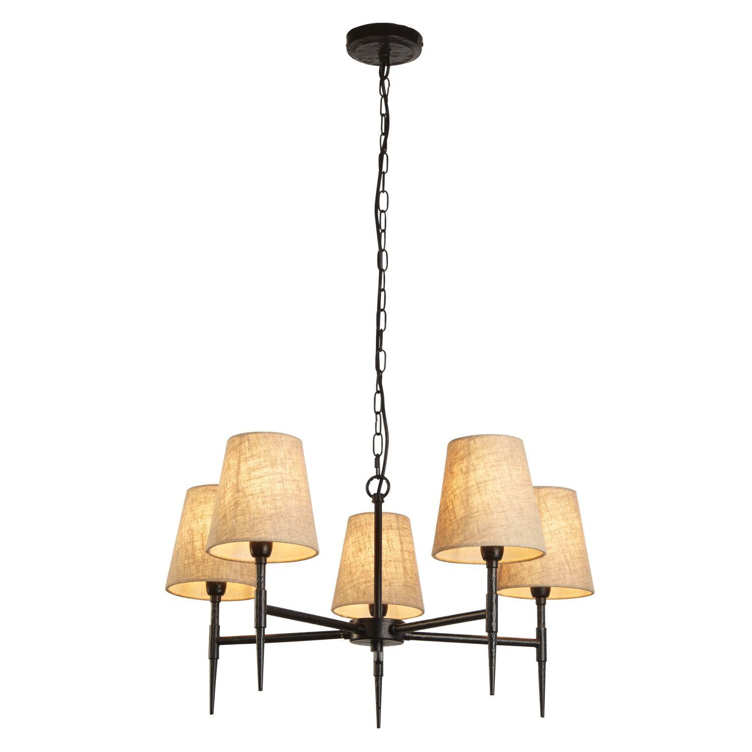 Lustre à 5 flammes Ø 66 cm Rustique E14 Noir Crème