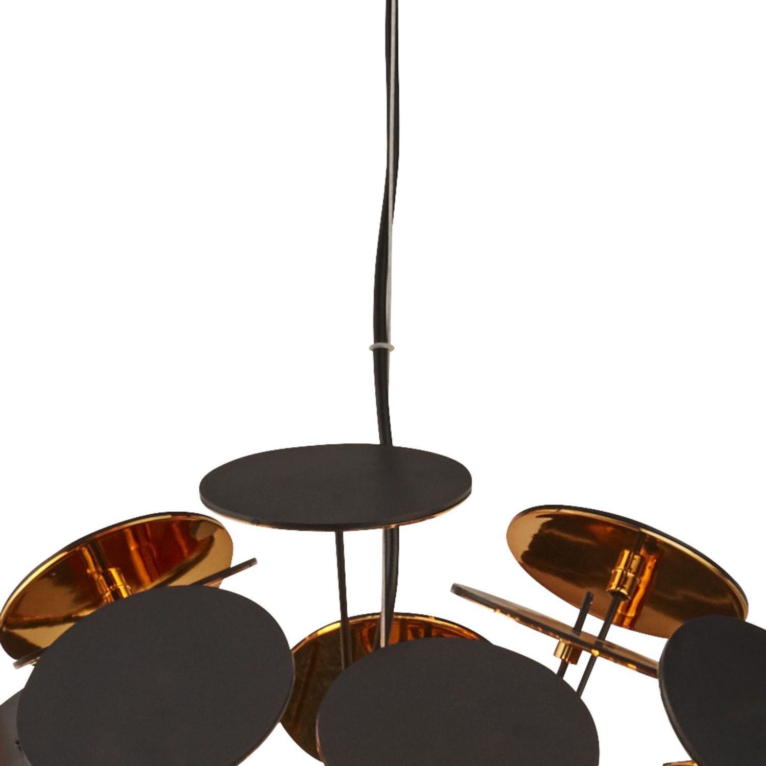 Suspension ronde Ø 54 cm métal noir or 6x E14