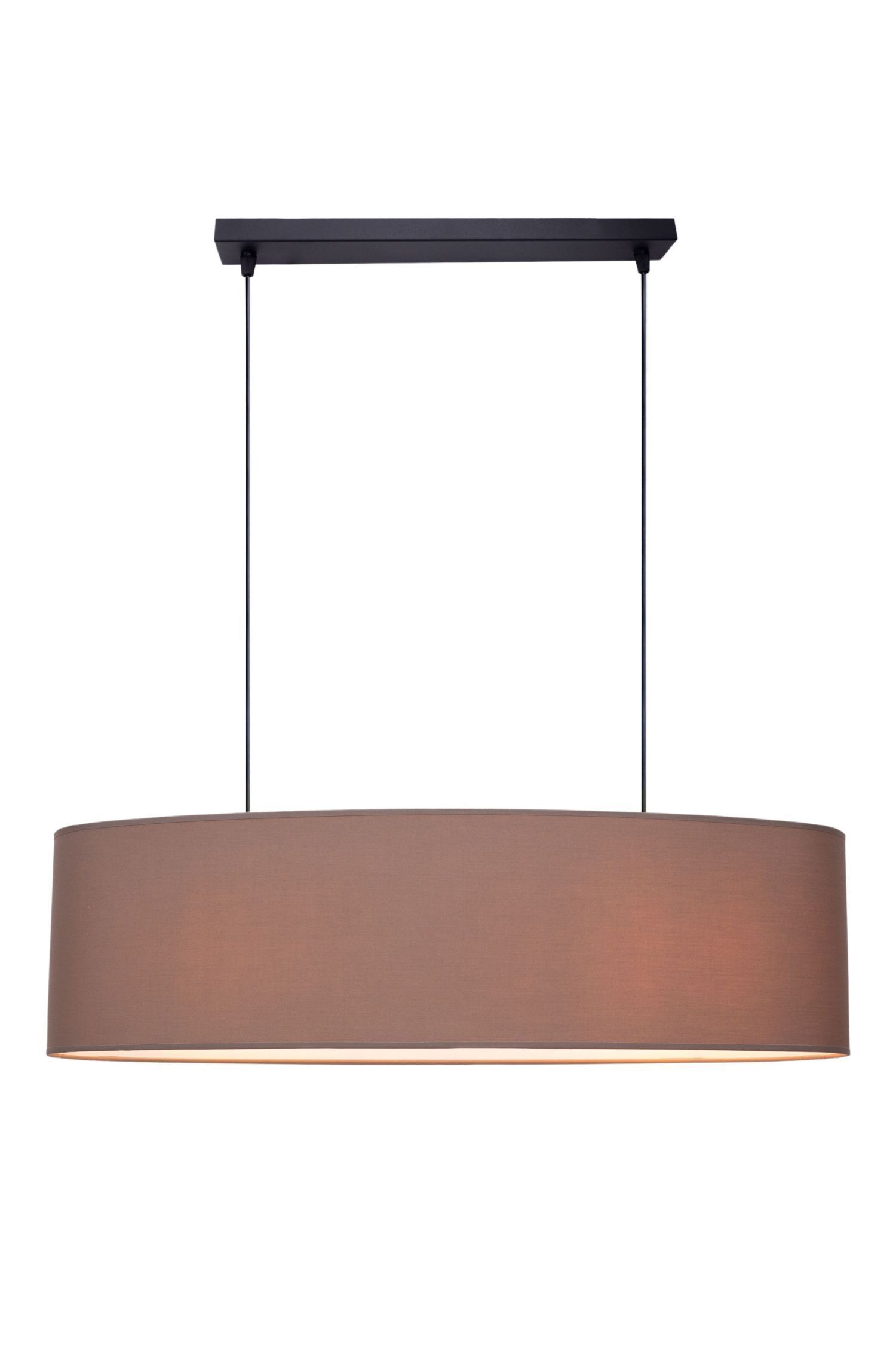 Confortable lampe à suspendre tissu brun 2 flammes E27 70 cm