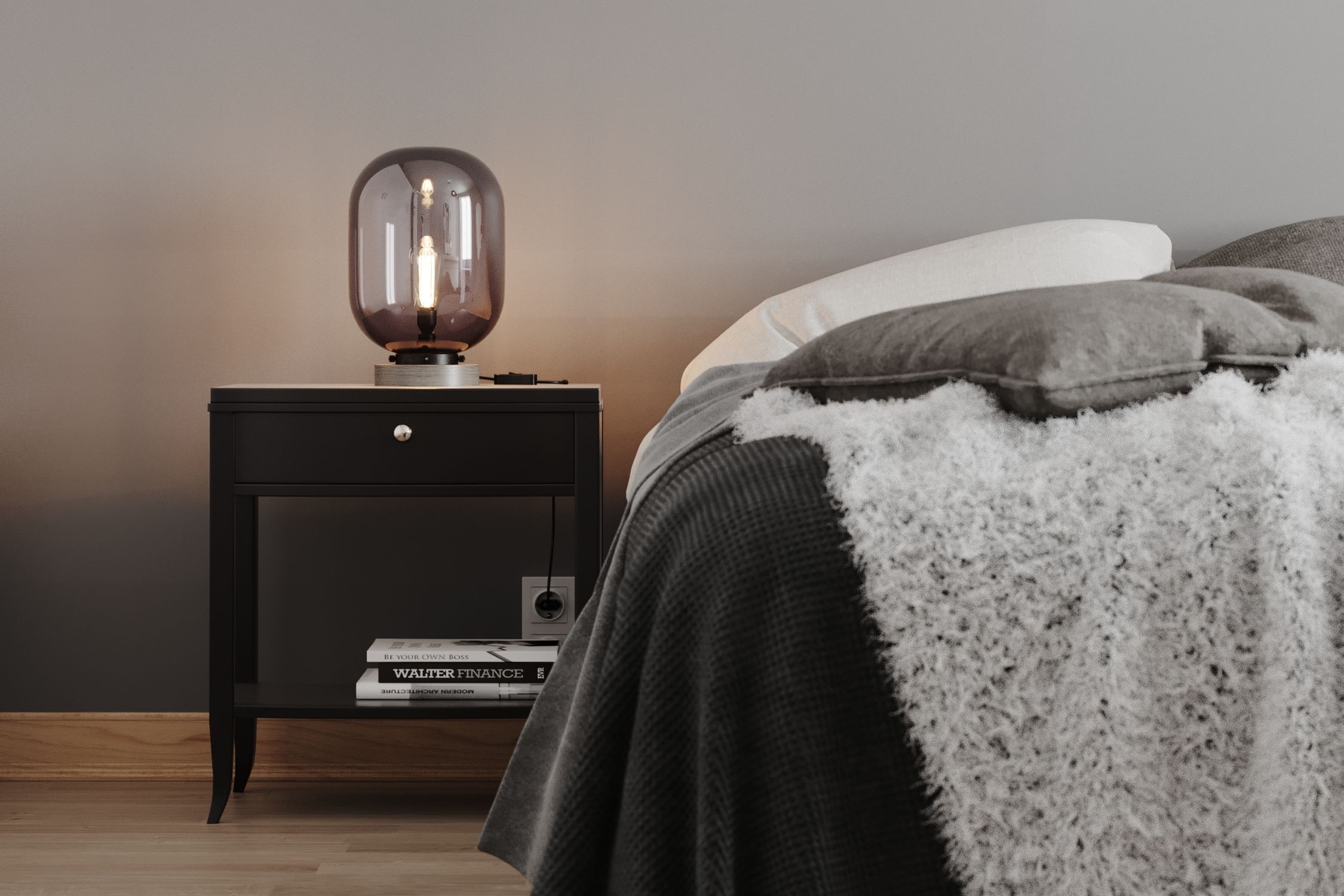 Lampe de table marbre métal verre fumé 34 cm gris E27 Lampe, Innenarchitektur, Tischlampe, Dekoration für Zuhause, Sprecher