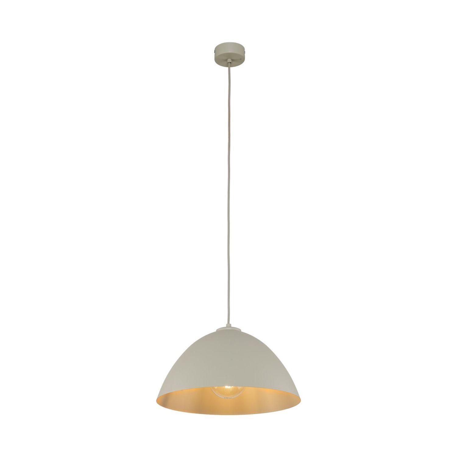 Pendelleuchte Metall Beige Ø 34 cm rund Höhe verstellbar E27 Lampe, Leuchte