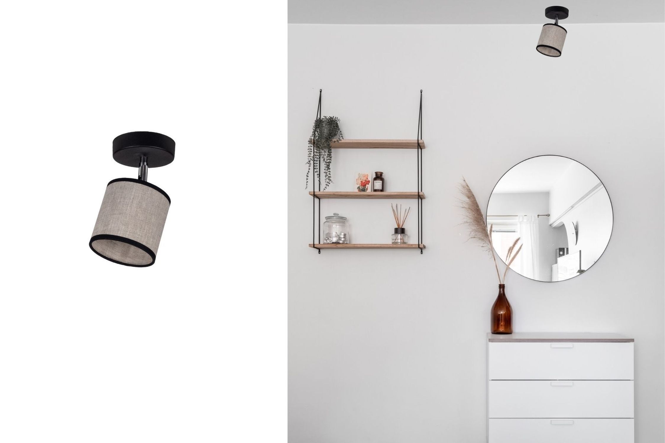 Spot de plafond flexible à faible éblouissement tissu E14 L:10 cm