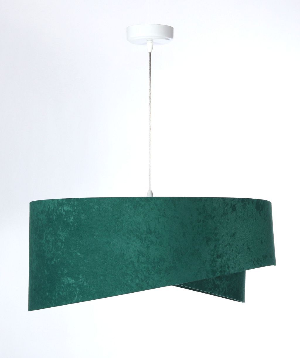 Pendelleuchte rund Ø 50 cm E27 Stoff Velours Optik Grün Weiß Lampe, Kronleuchter, Visitenkarte, Papier, Text