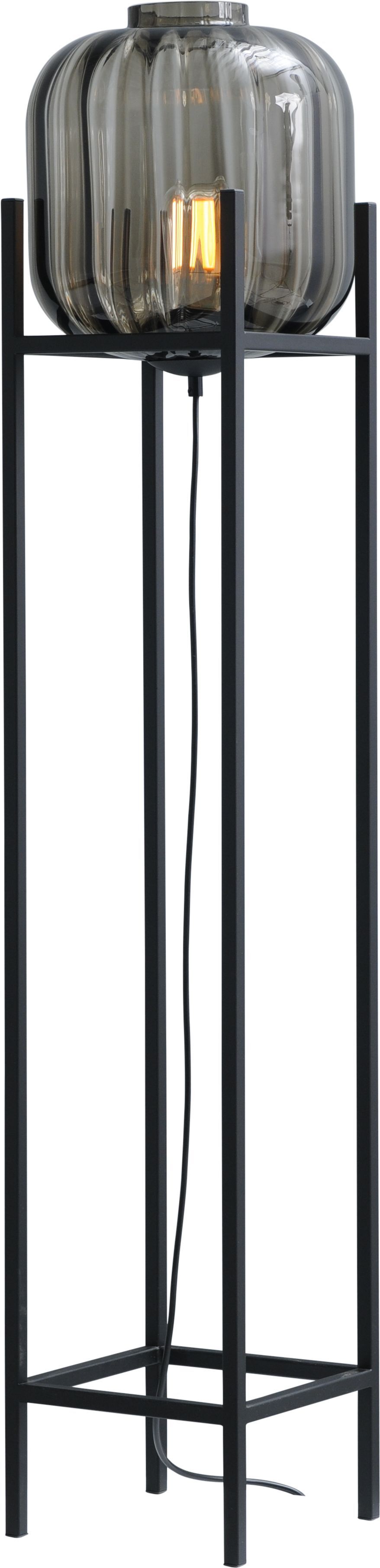 Petit lampadaire verre métal 138 cm noir E27