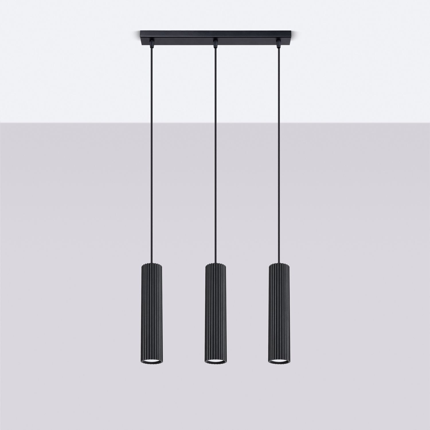 Suspension à 3 flammes GU10 L : 45 cm Noir Moderne BERTA