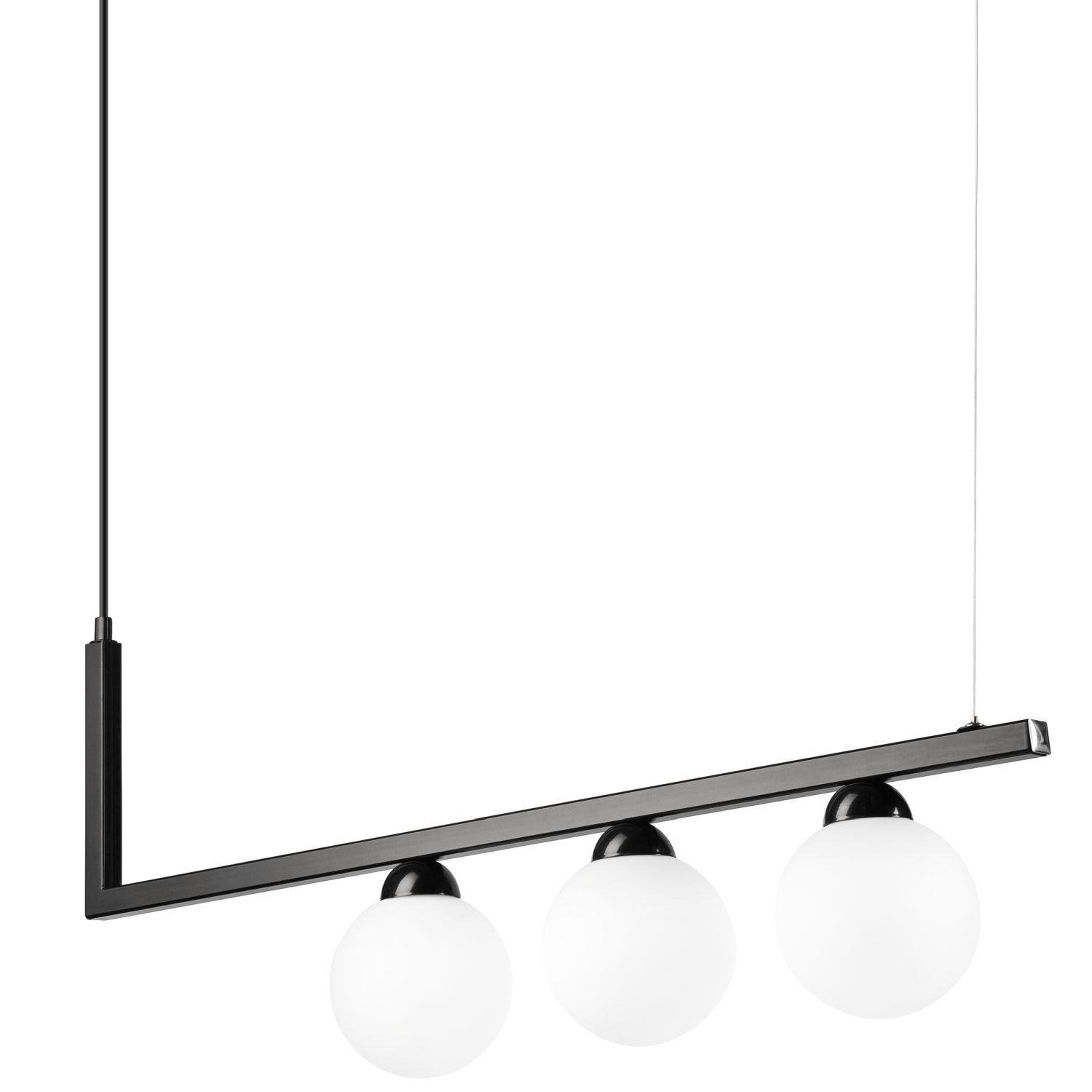 Lampe à suspendre Verre Métal Noir Blanc Abat-jour sphérique 3x G9
