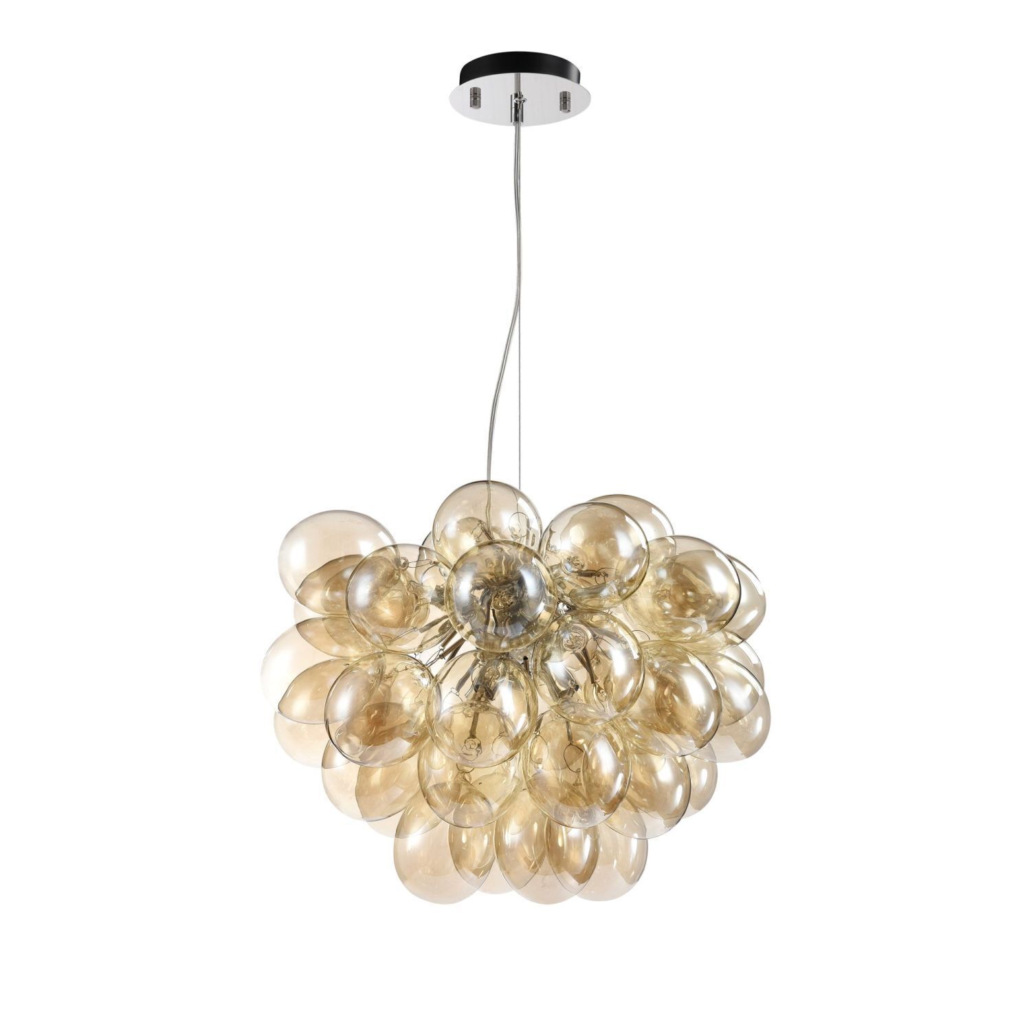 Lampe à suspendre métal verre fumé 50 cm de large H : max. 170 cm