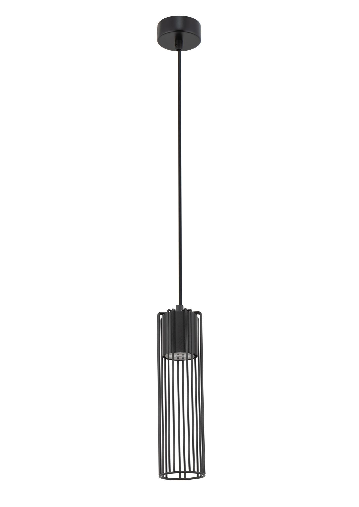 Cylindre Lampe à suspendre Noir Métal rond Ø8 cm GU10