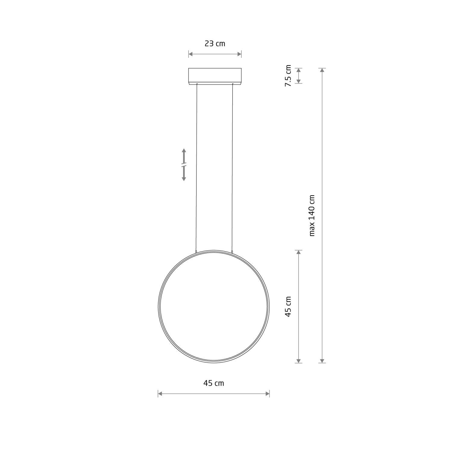 Lampe à suspendre LED Noir 3000 K 560 lm Anneau Ø 45 cm