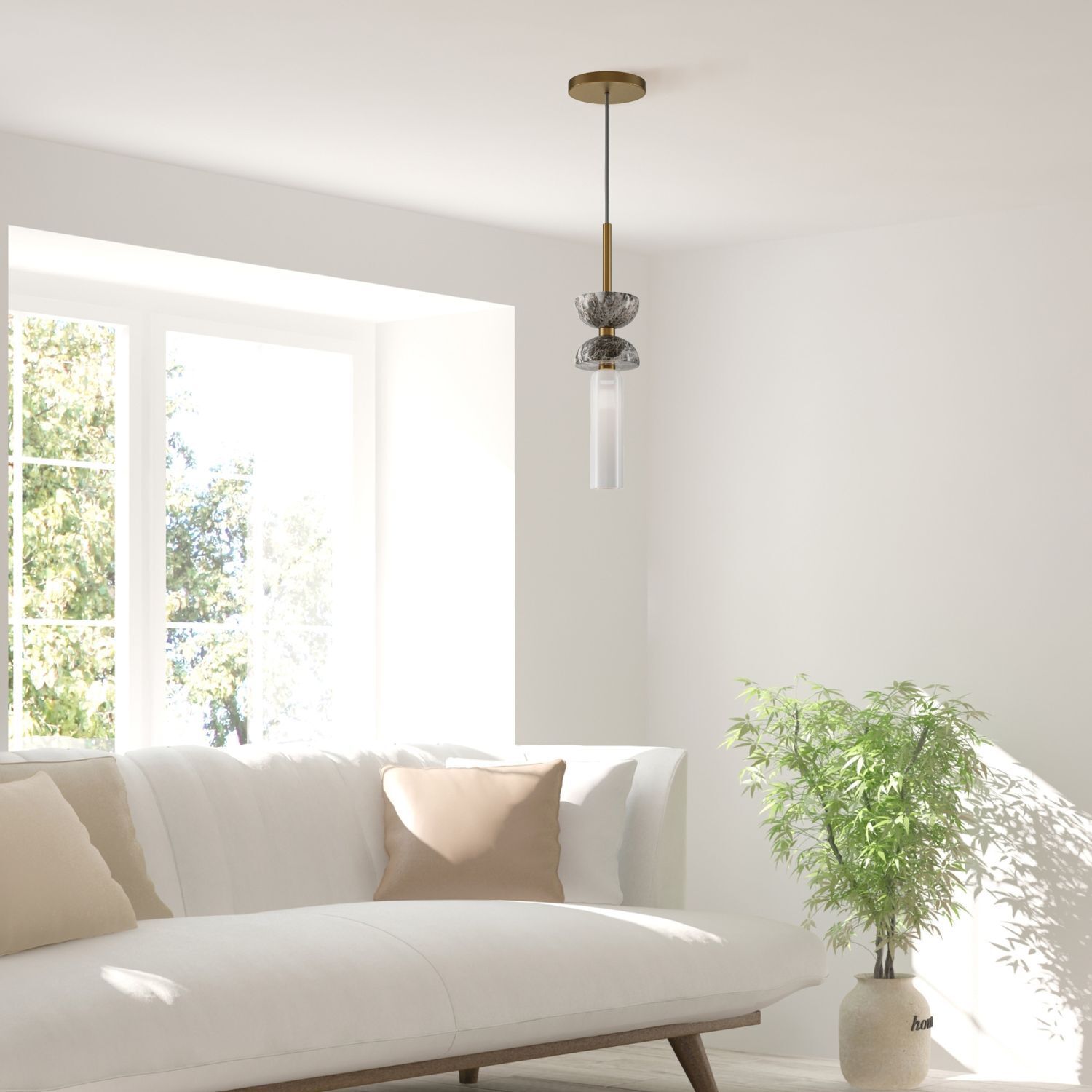 Lampe à suspendre verre métal G9 ronde D : 10 cm Moderne