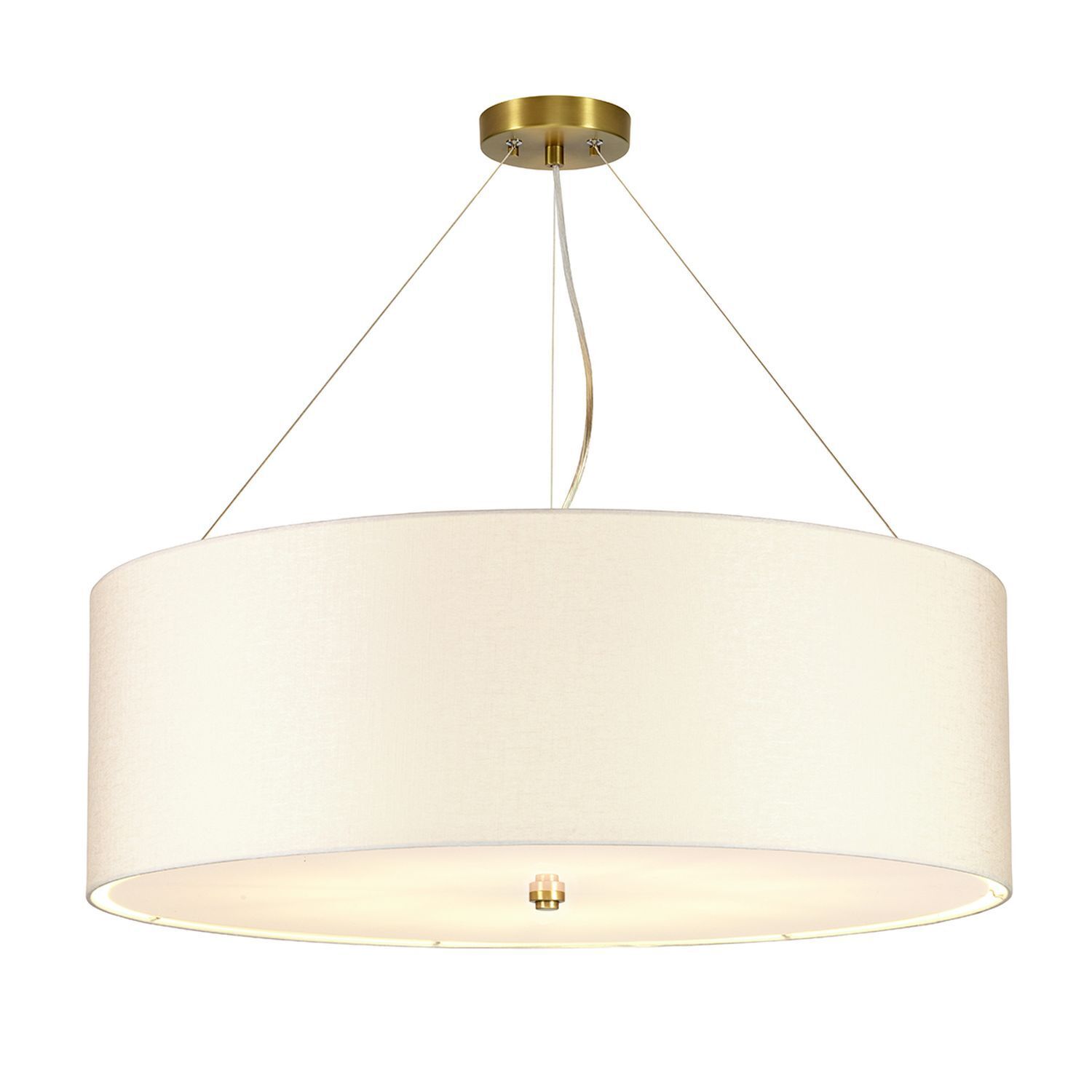 Hängeleuchte rund Ø76cm Stoffschirm Creme Messing antik Lampe, Deckenleuchte, Kronleuchter