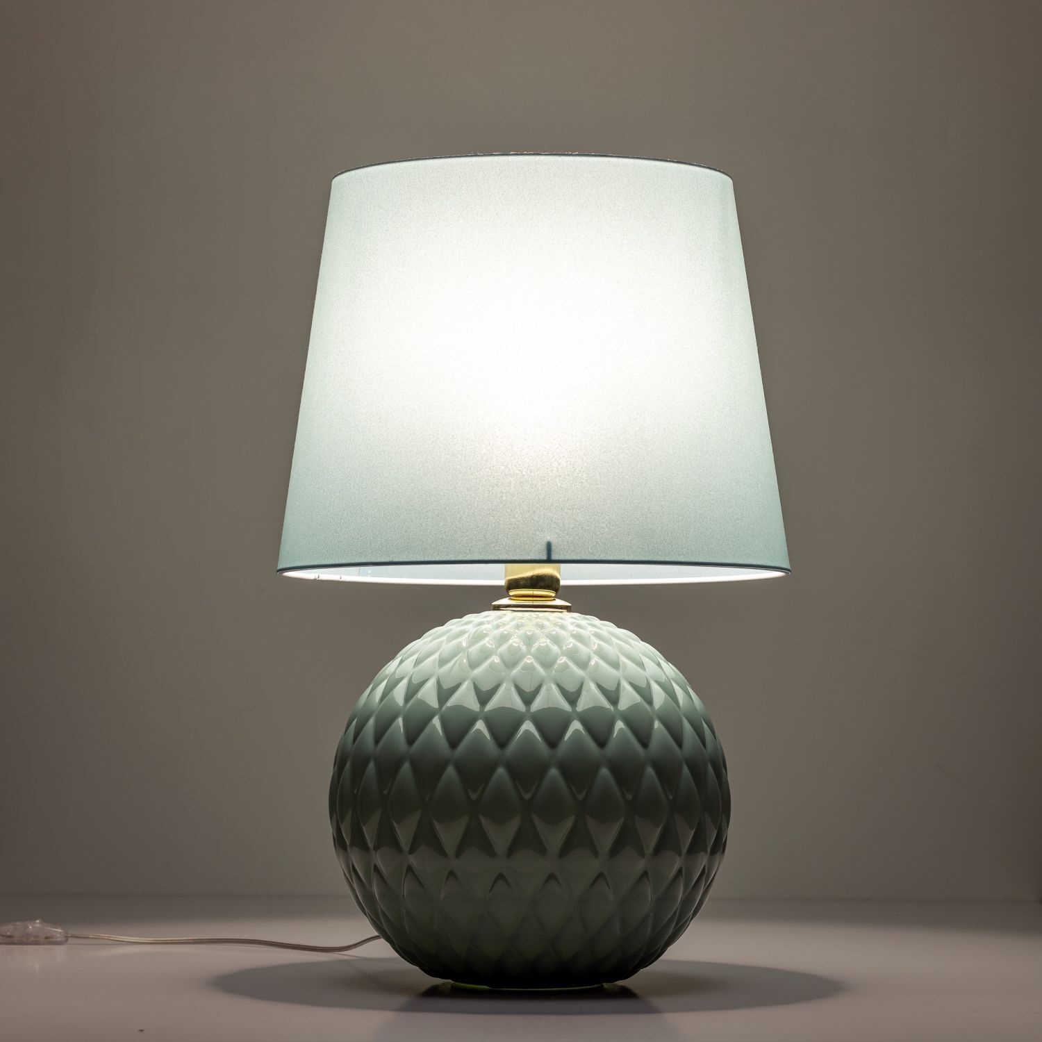 Lampe de table verre tissu 60 cm de haut menthe verte E27 DOLORES Lampe, Lampenschirm, Tischlampe