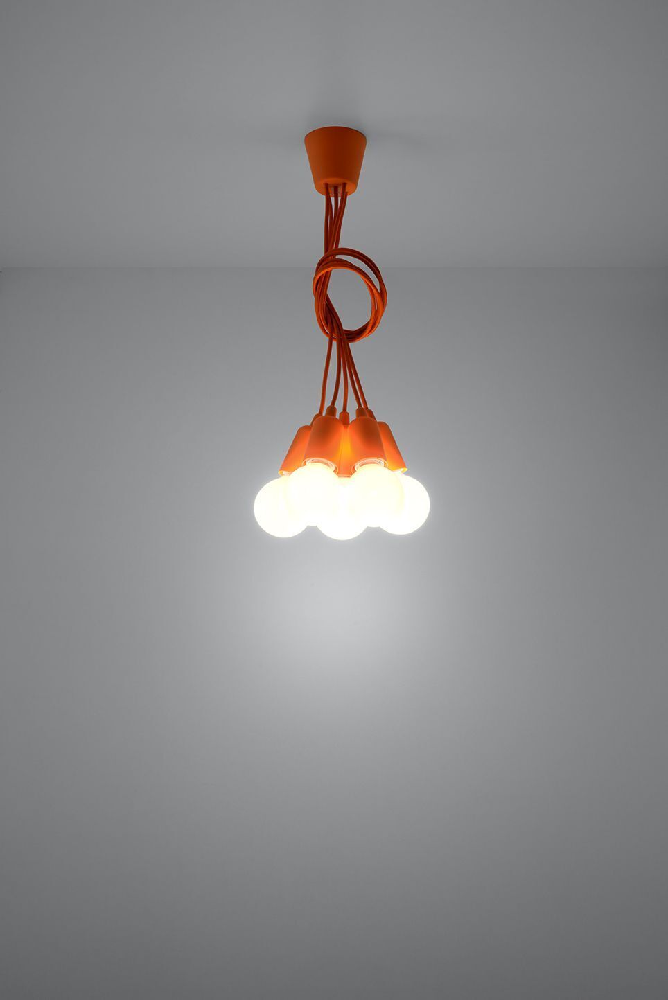 Suspension orange vif 5 flammes rétro NESSA