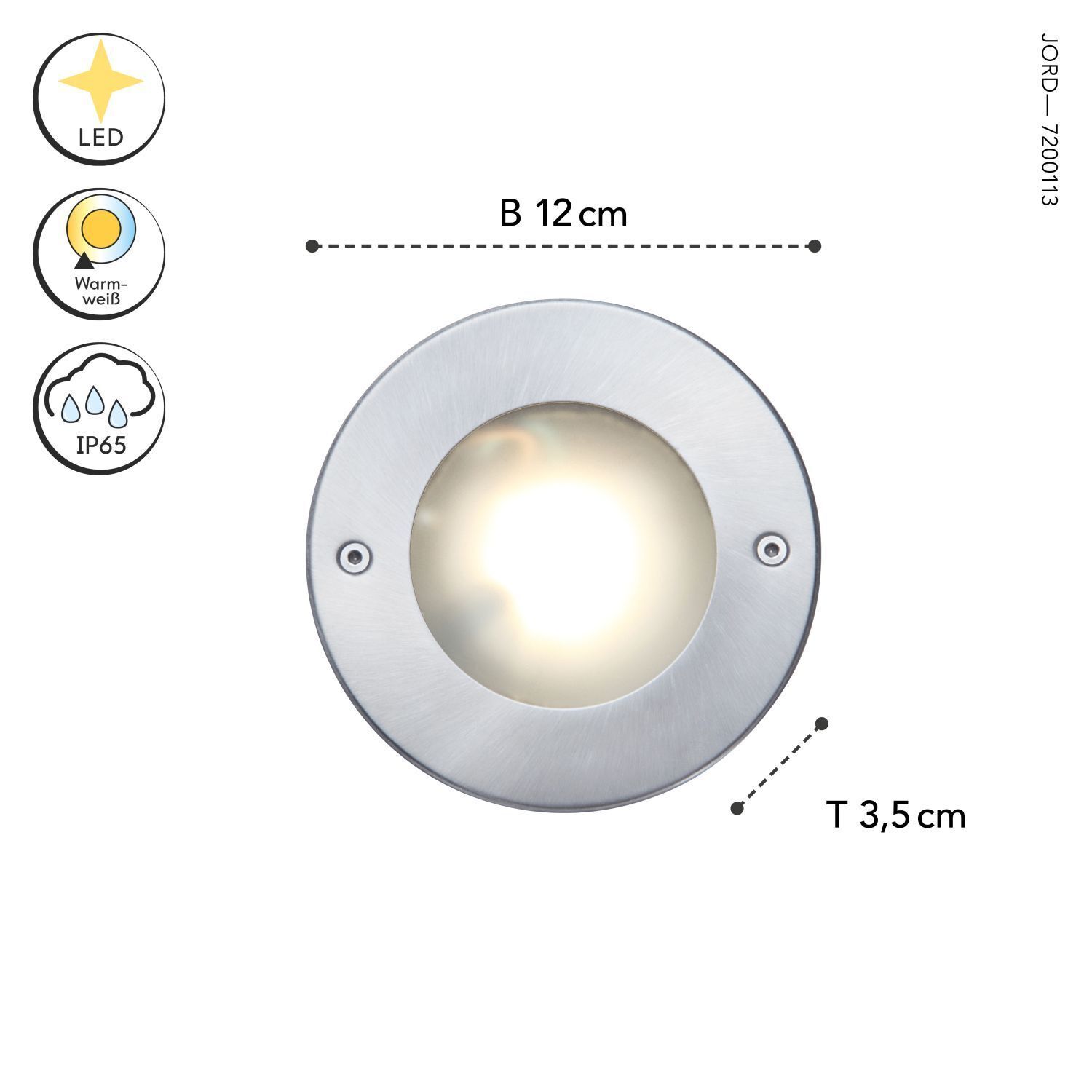 LED Einbaustrahler Aluminium IP67 rund Ø12 cm Nickel LED, Wegspot, Schlauch, Außenleuchte, Nachtlicht