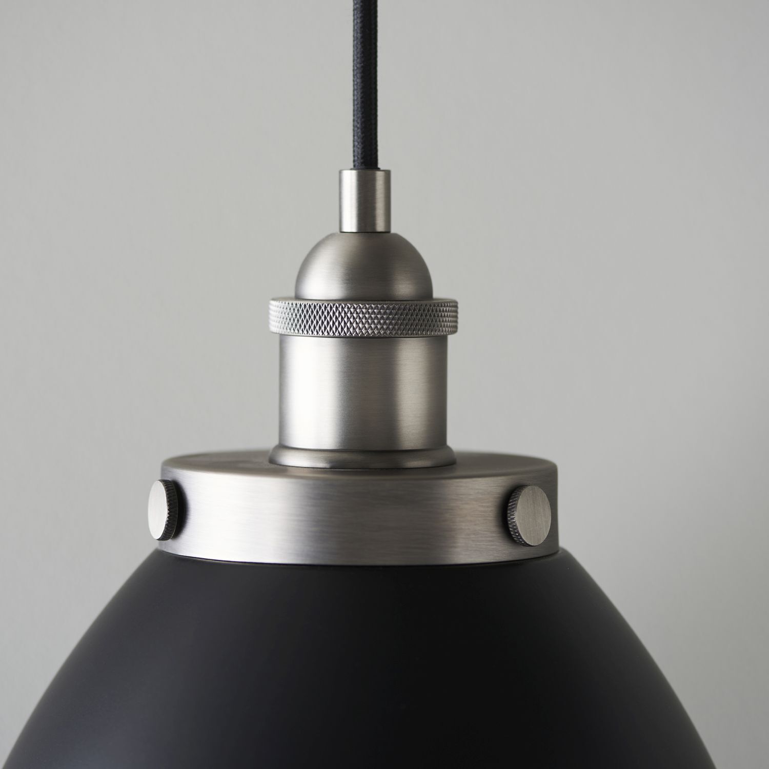 Suspension E27 noir étain antique Ø 23,5 cm métal vintage
