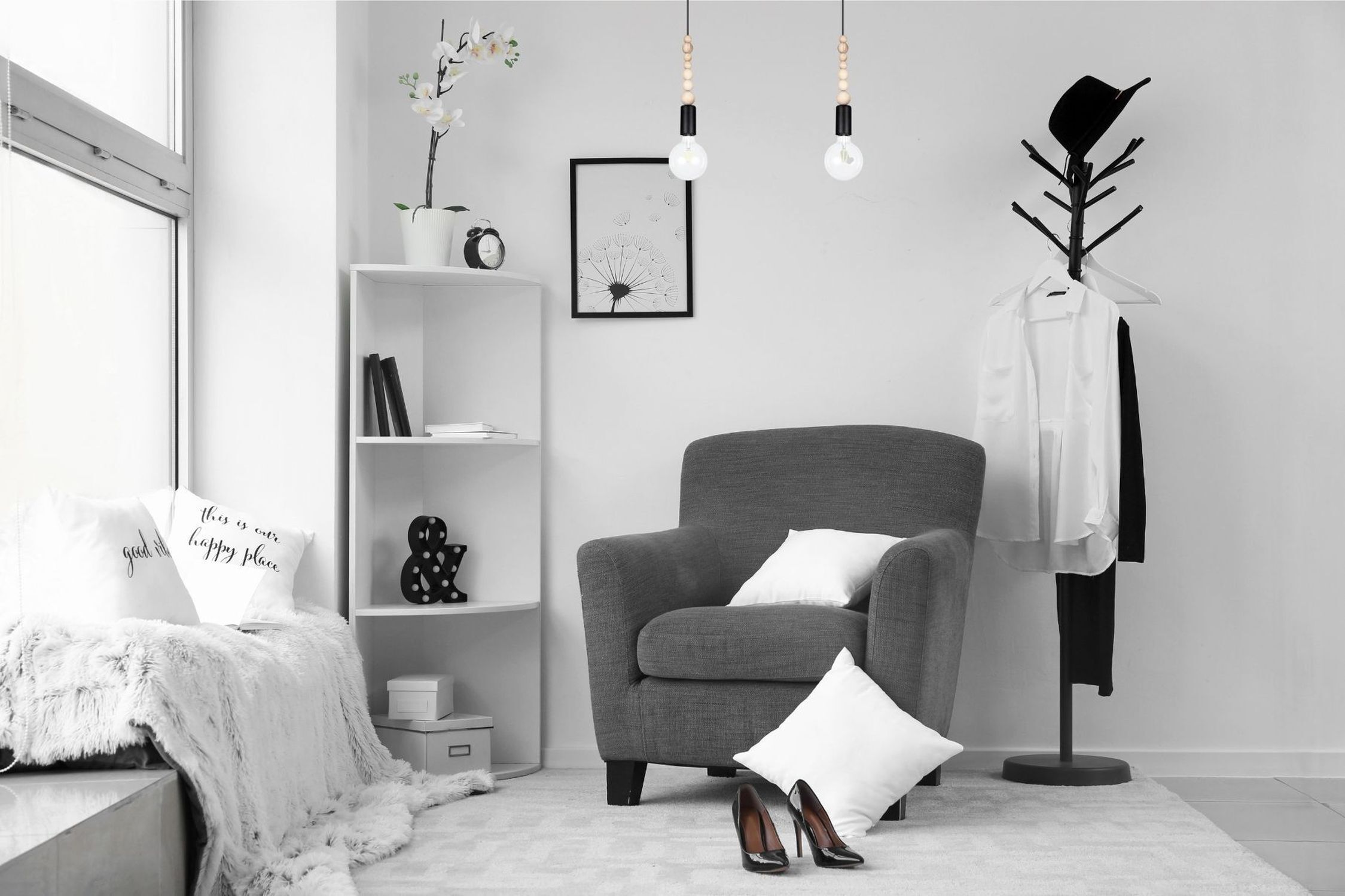 Longue lampe à suspendre Noir Bois Métal L:40 cm E27 2-flmg Hoher Absatz, Mobiliar, Stuhl, Drinnen, Wohnzimmer