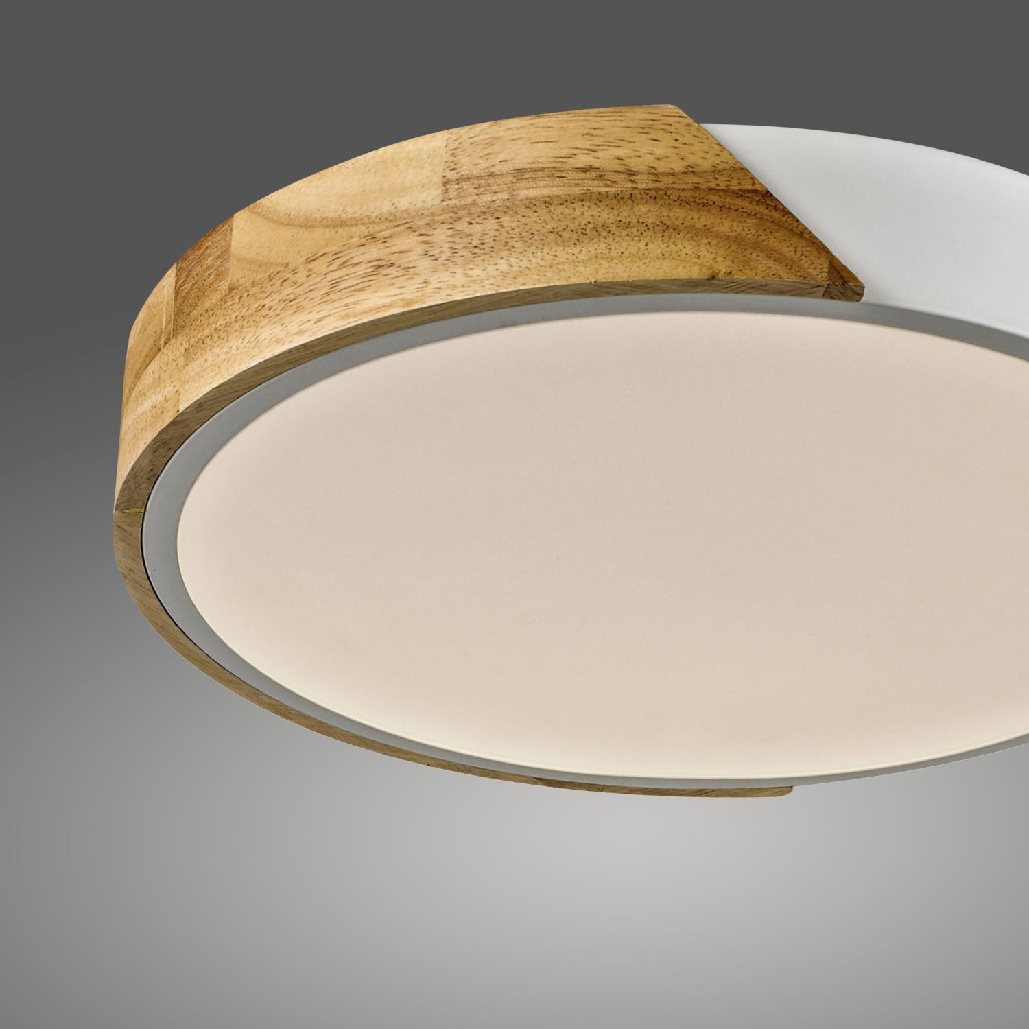 Runde LED Deckenlampe Holz Ø32 cm Weiß Natur 2520 lm Deckenleuchte