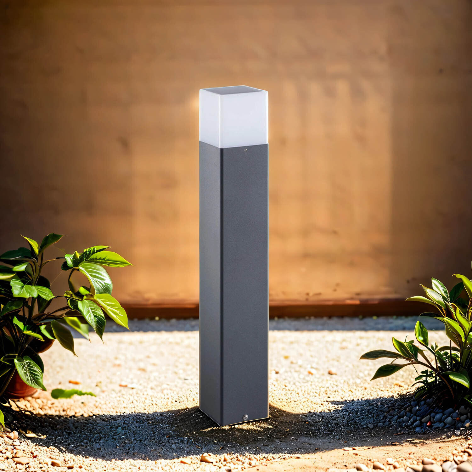 Borne d'éclairage carrée Anthracite 50 cm E27 Chemin de jardin