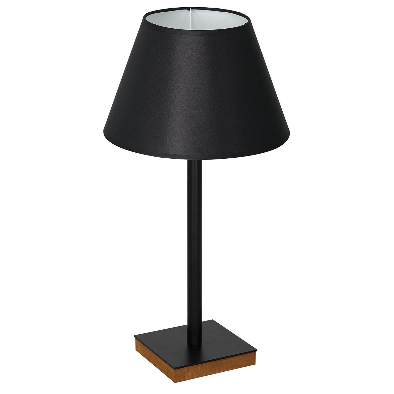 Lampe de table noir nature blanc tissu bois 56 cm E27