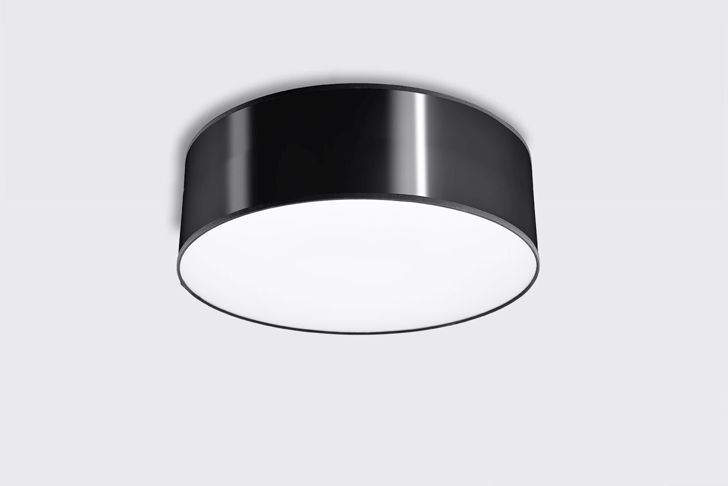 Plafonnier noir Ø 25 cm rond plat E27 ATISS