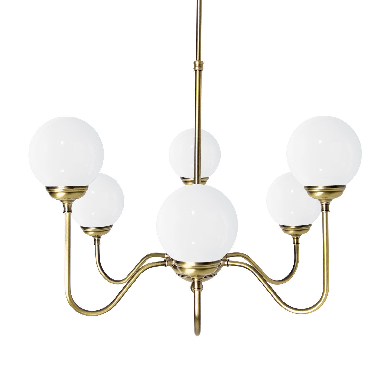 Lustre 6 flammes E14 en bronze clair brillant blanc