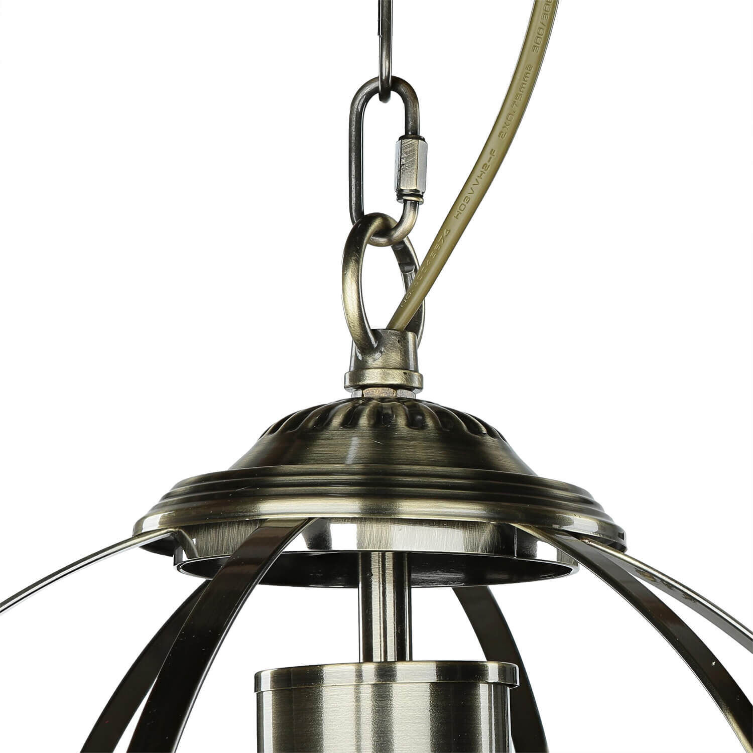 Suspension boule Ø 32 cm 3x E14 en laiton antique Art Nouveau